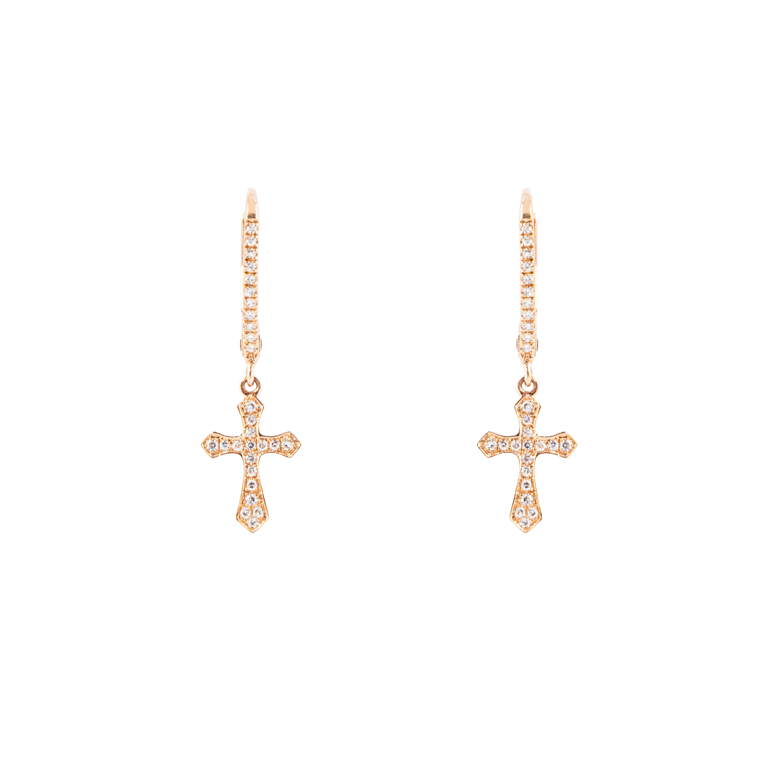 Rose gold stud earrings with diamonds