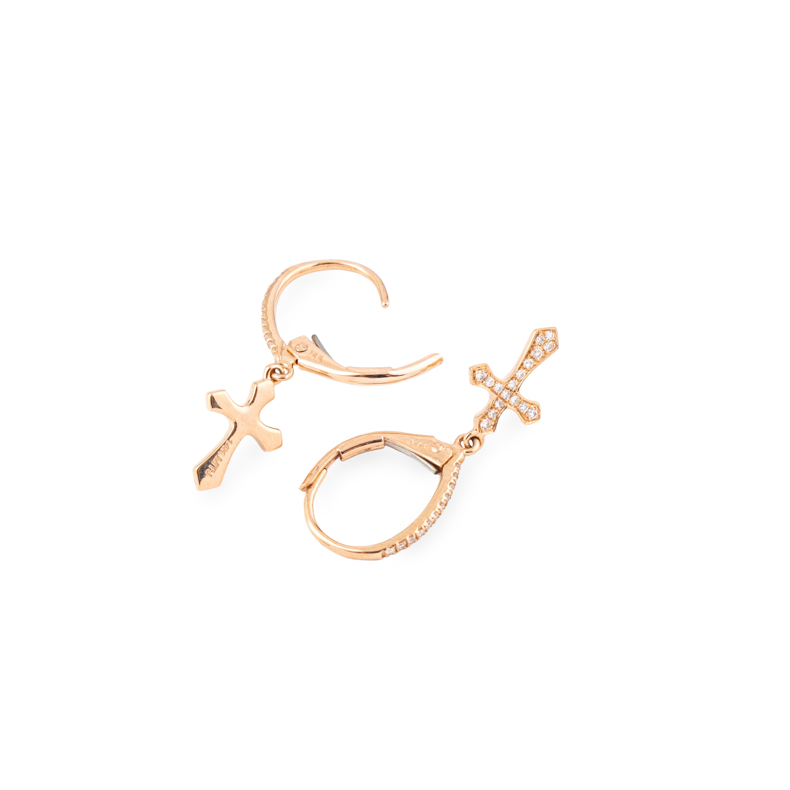 Rose gold stud earrings with diamonds