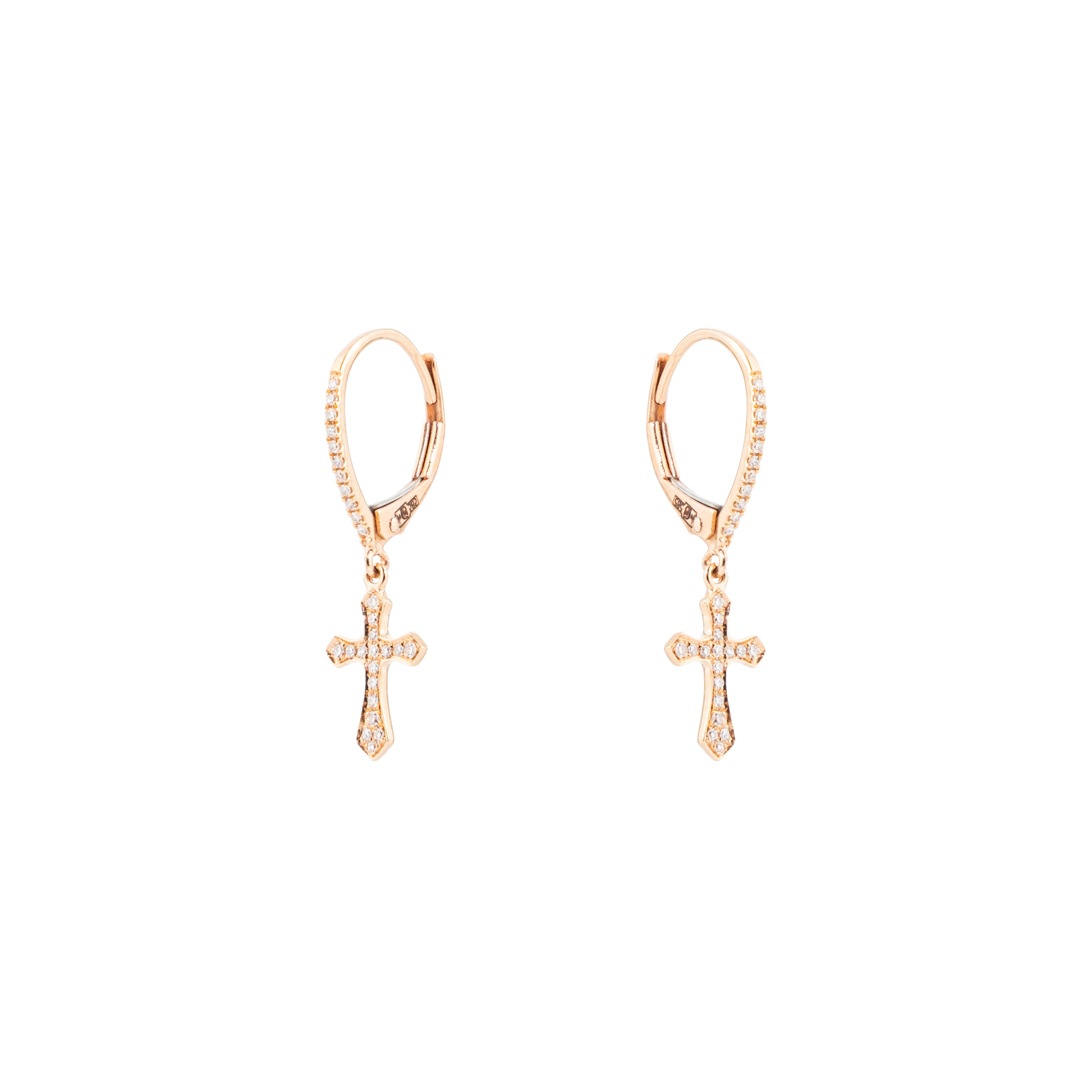 Rose gold stud earrings with diamonds