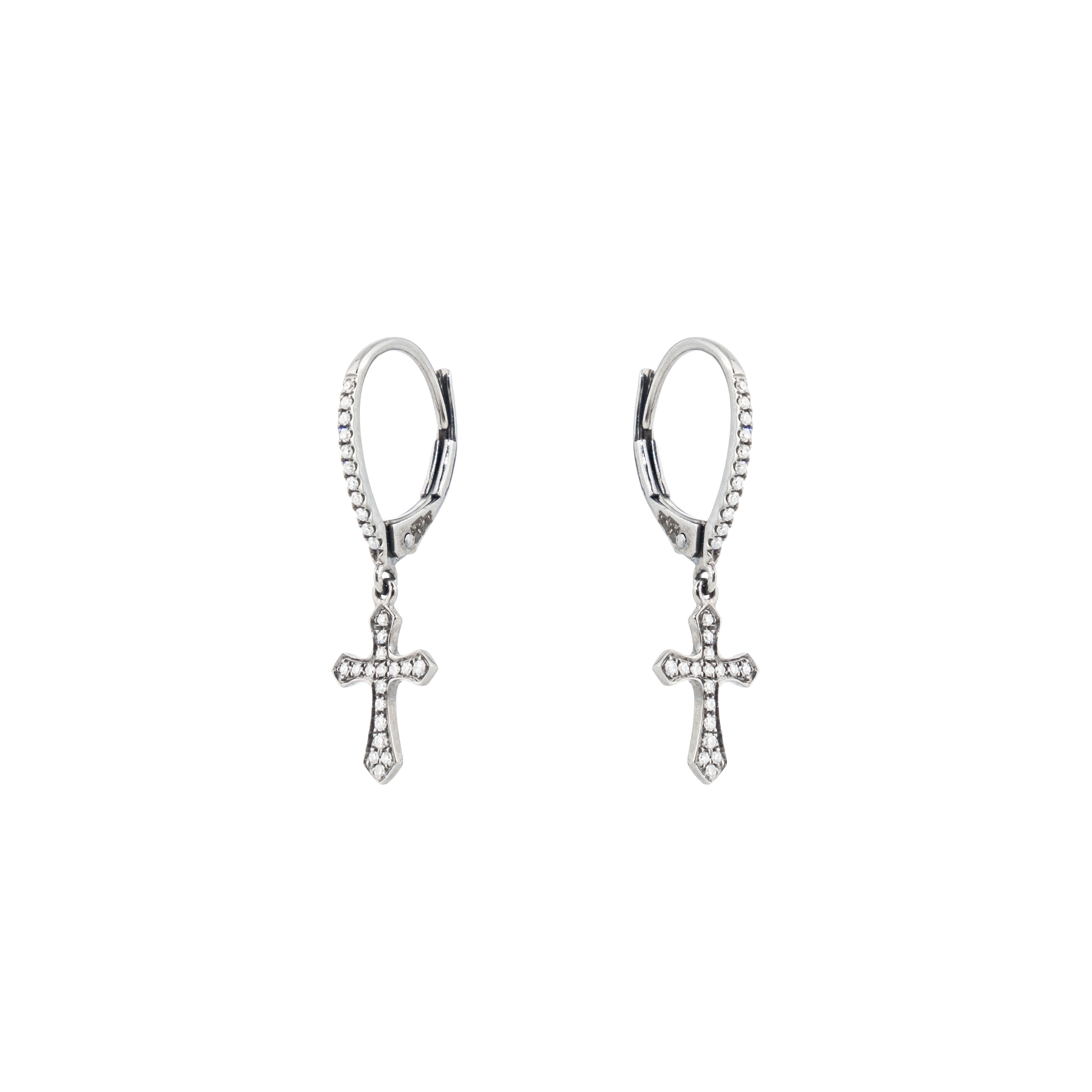Diamond Cross Earrings