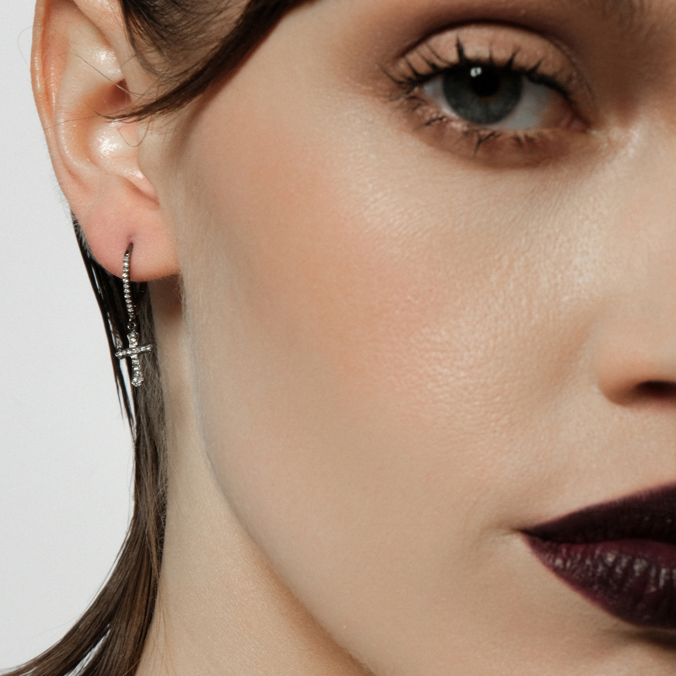 Diamond Cross Earrings