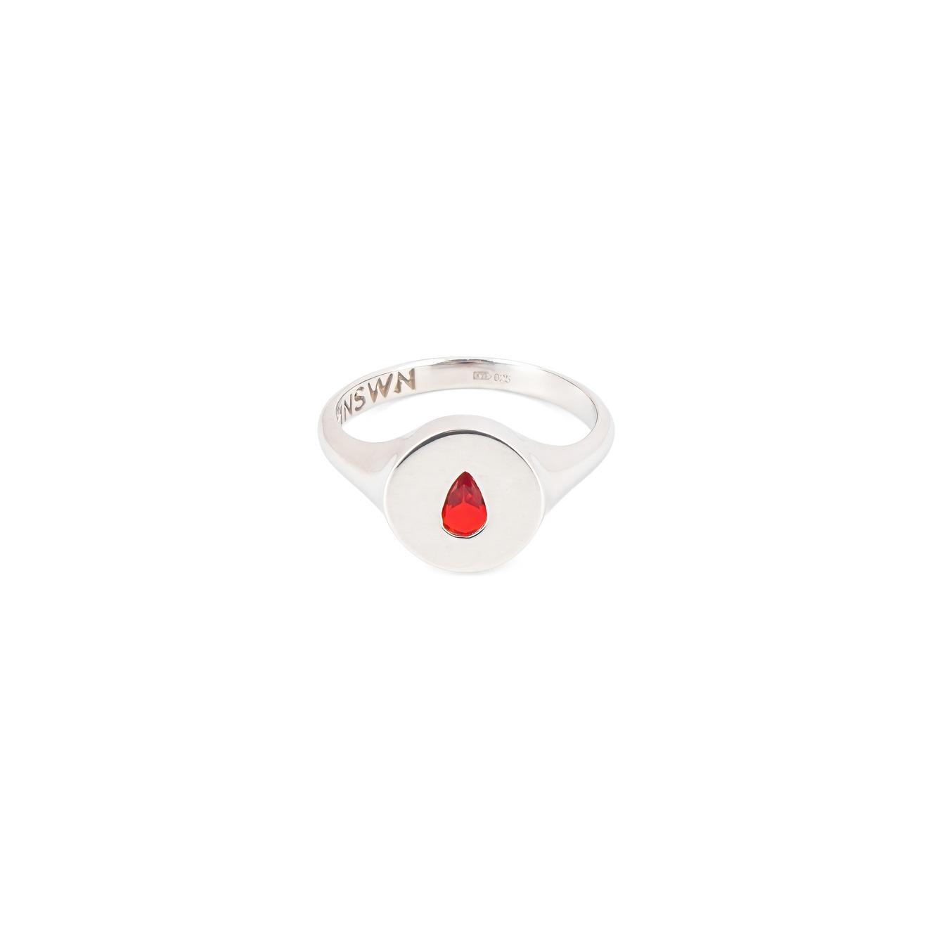 Moonswoon Кольцо-печатка из серебра с красной каплей