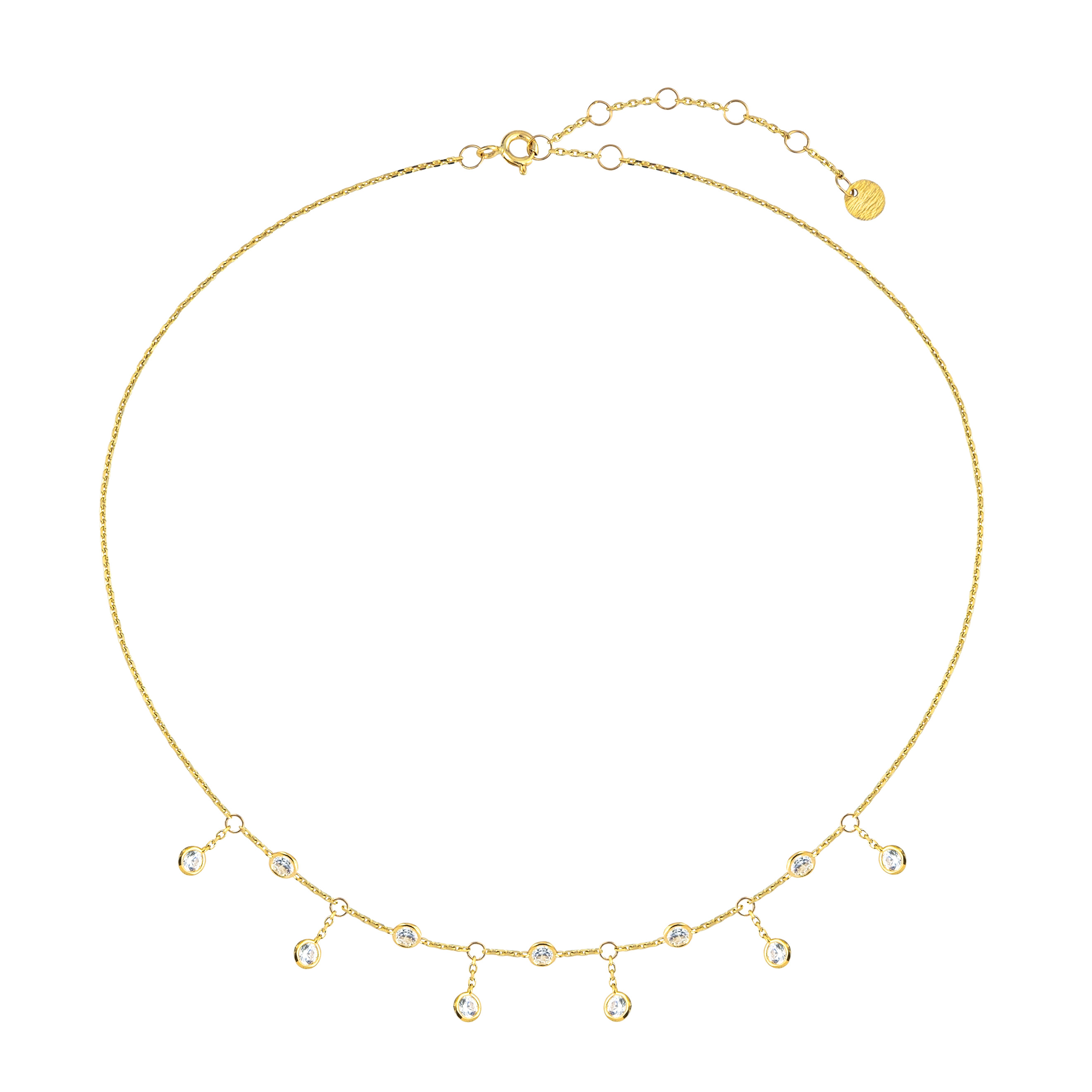 Necklace with alternating circles and circles on hinges at a distance of yellow gold