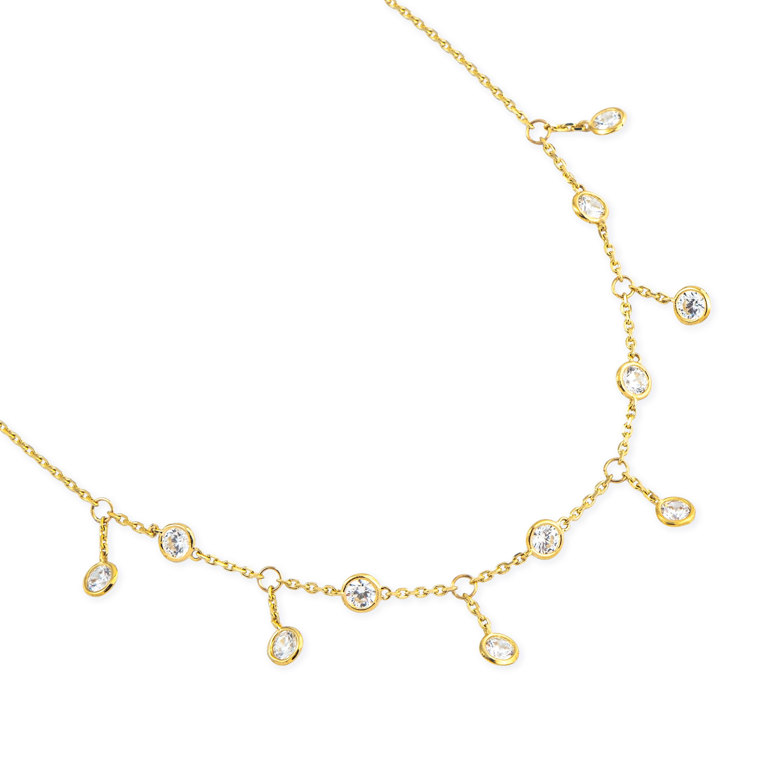 Necklace with alternating circles and circles on hinges at a distance of yellow gold