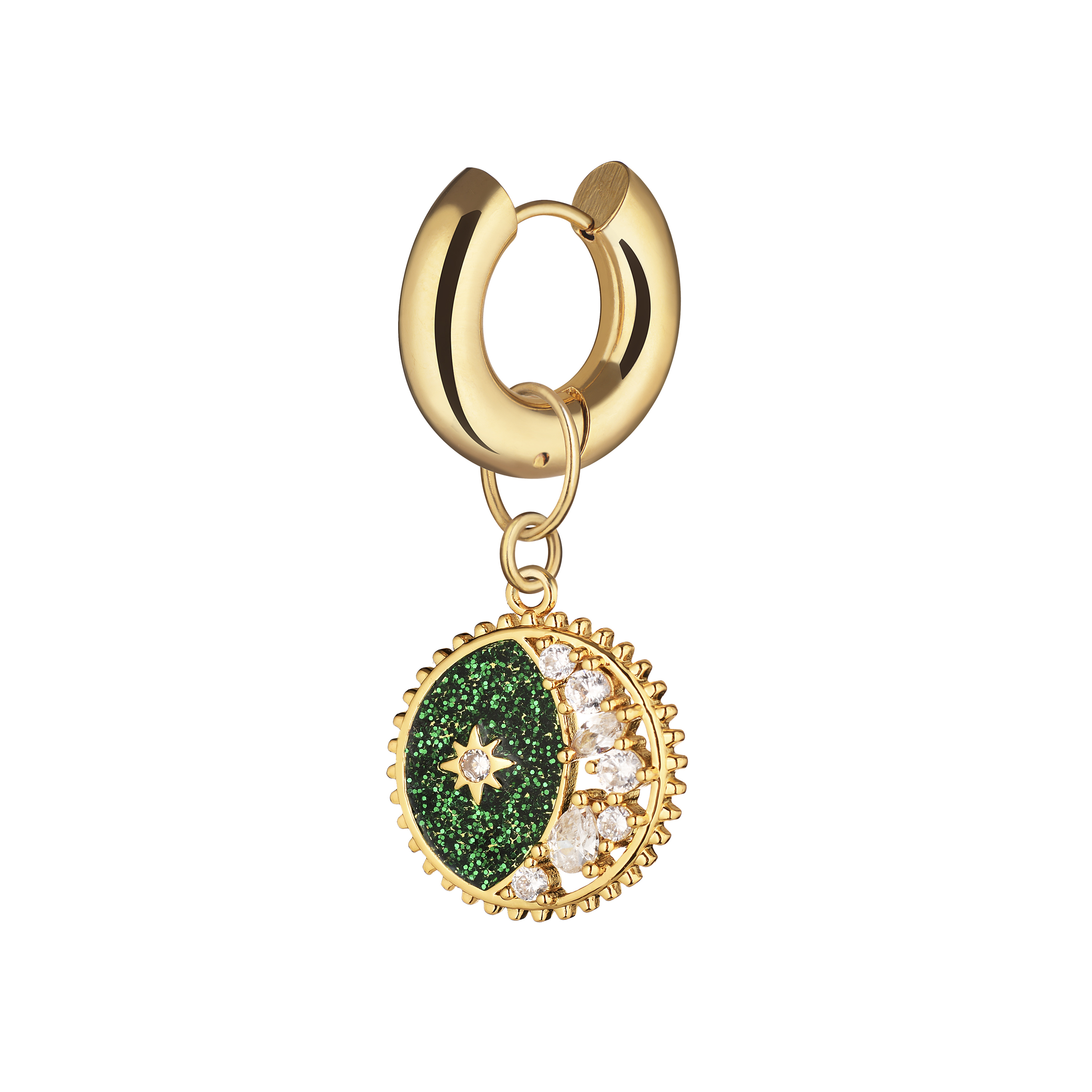 Green Crescent Earring