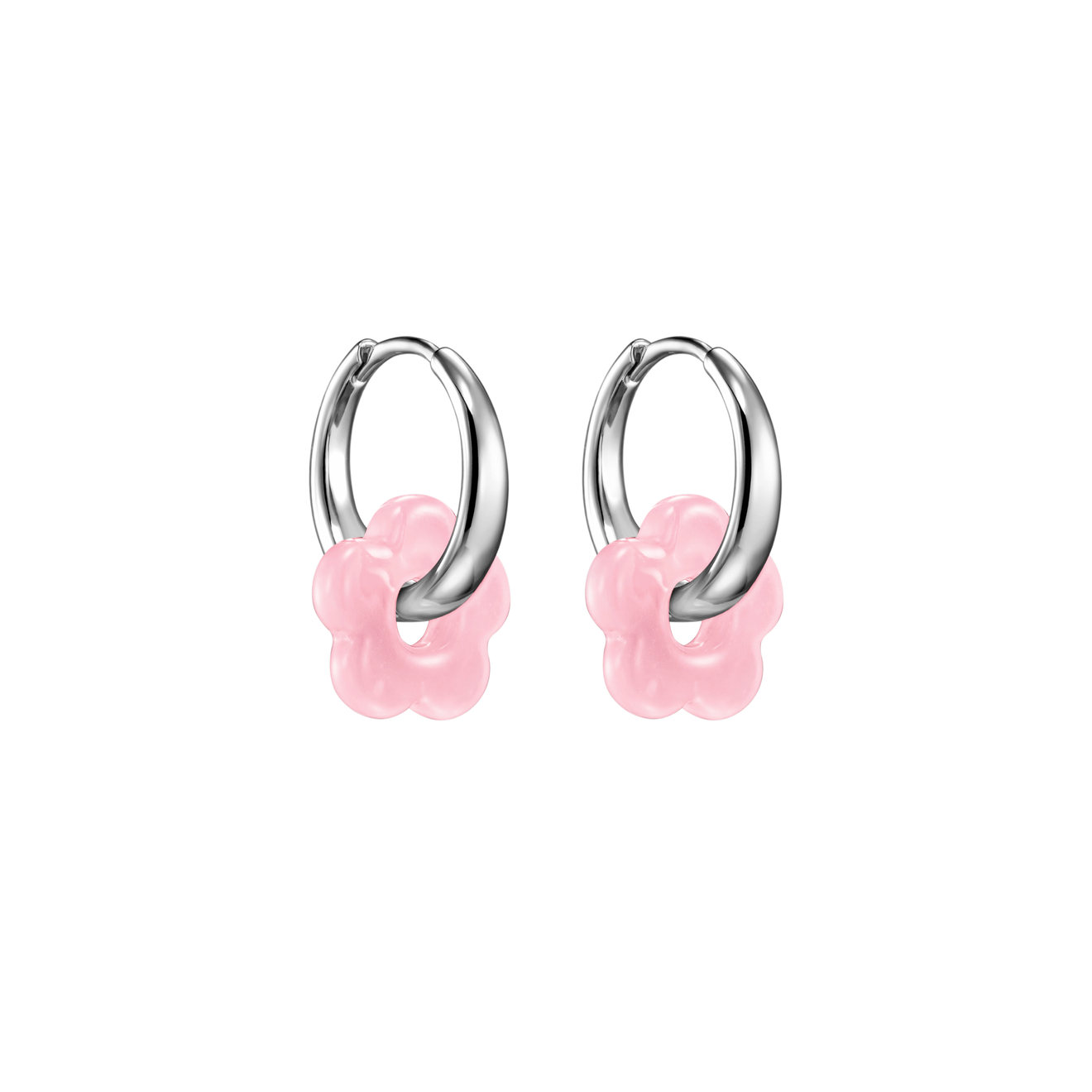 Kotlo Studio Mini Bloom Freedom Silver-Pink. Серебристые серьги с розовыми цветами