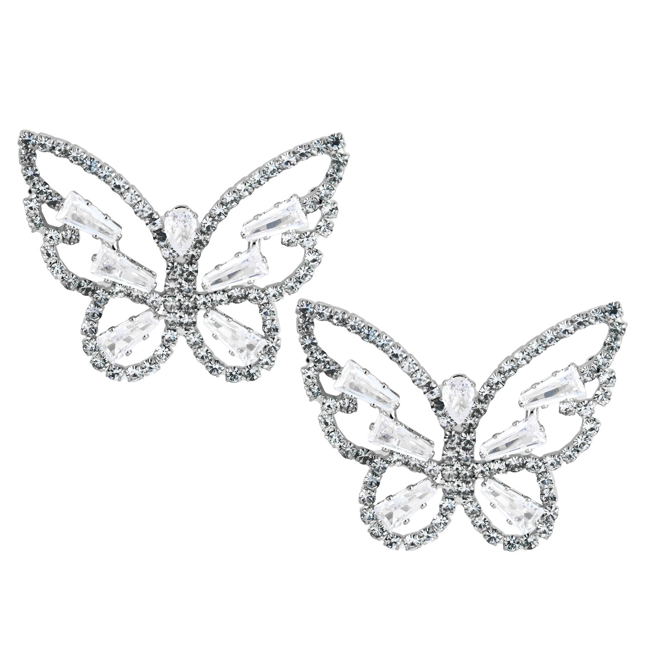 Herald Percy Серебристые серьги-бабочки с кристаллами herald percy серебристые серьги восьмигранники с кристаллами