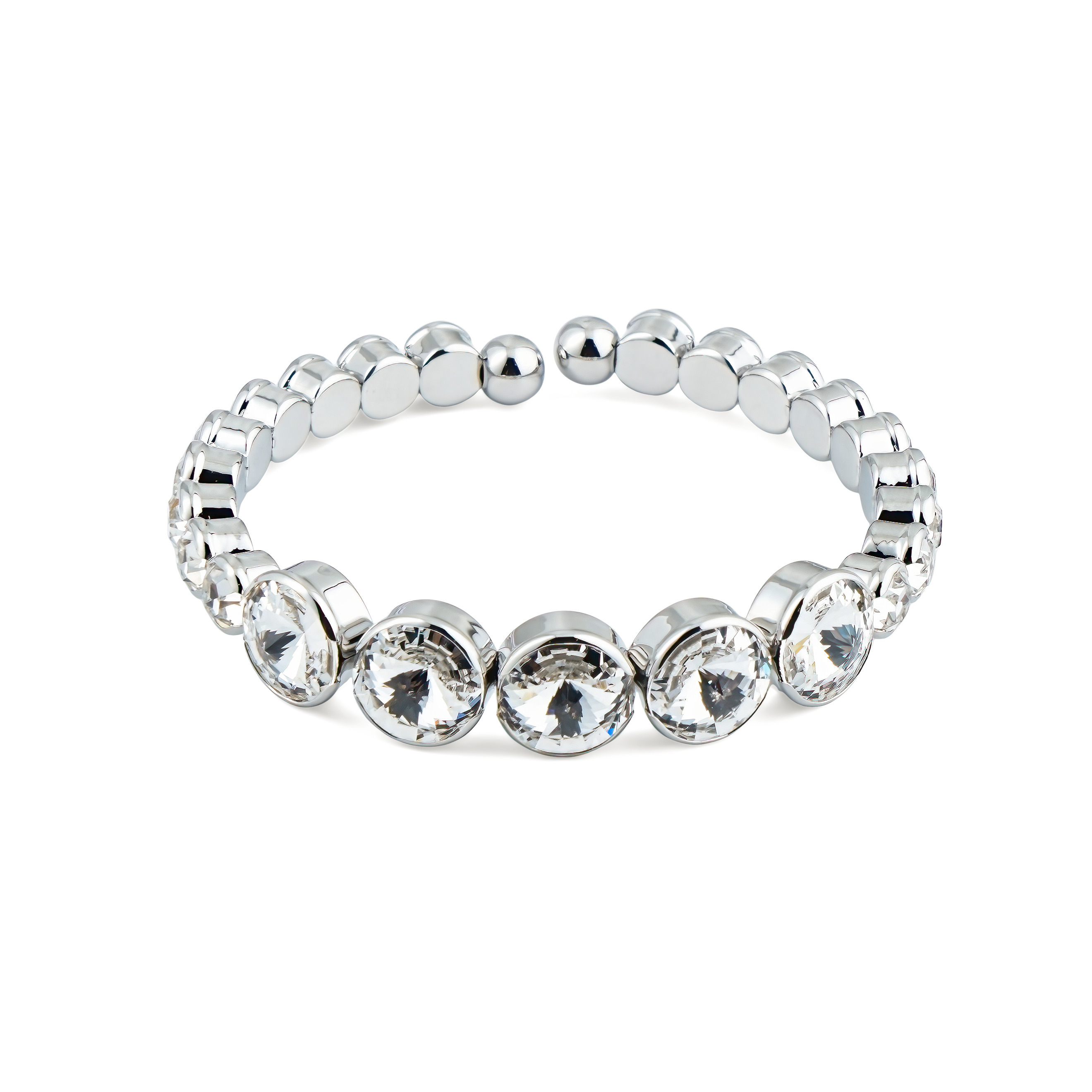 Silver bracelet with large crystals