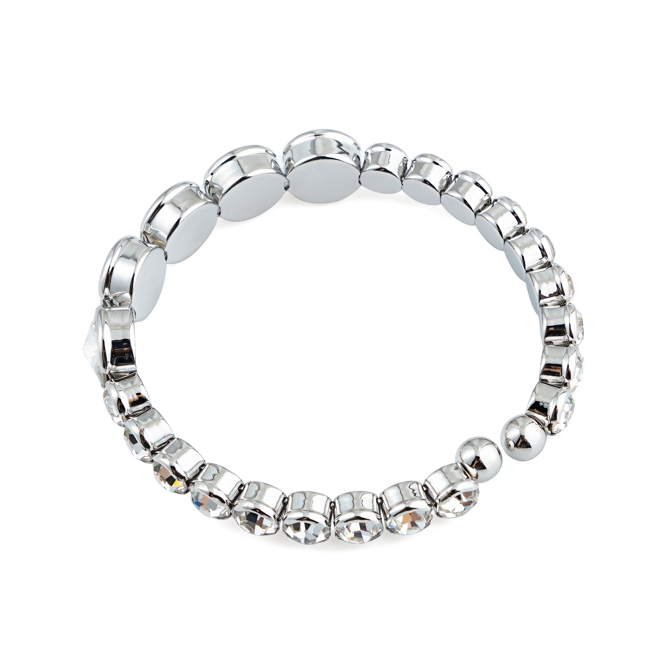Silver bracelet with large crystals