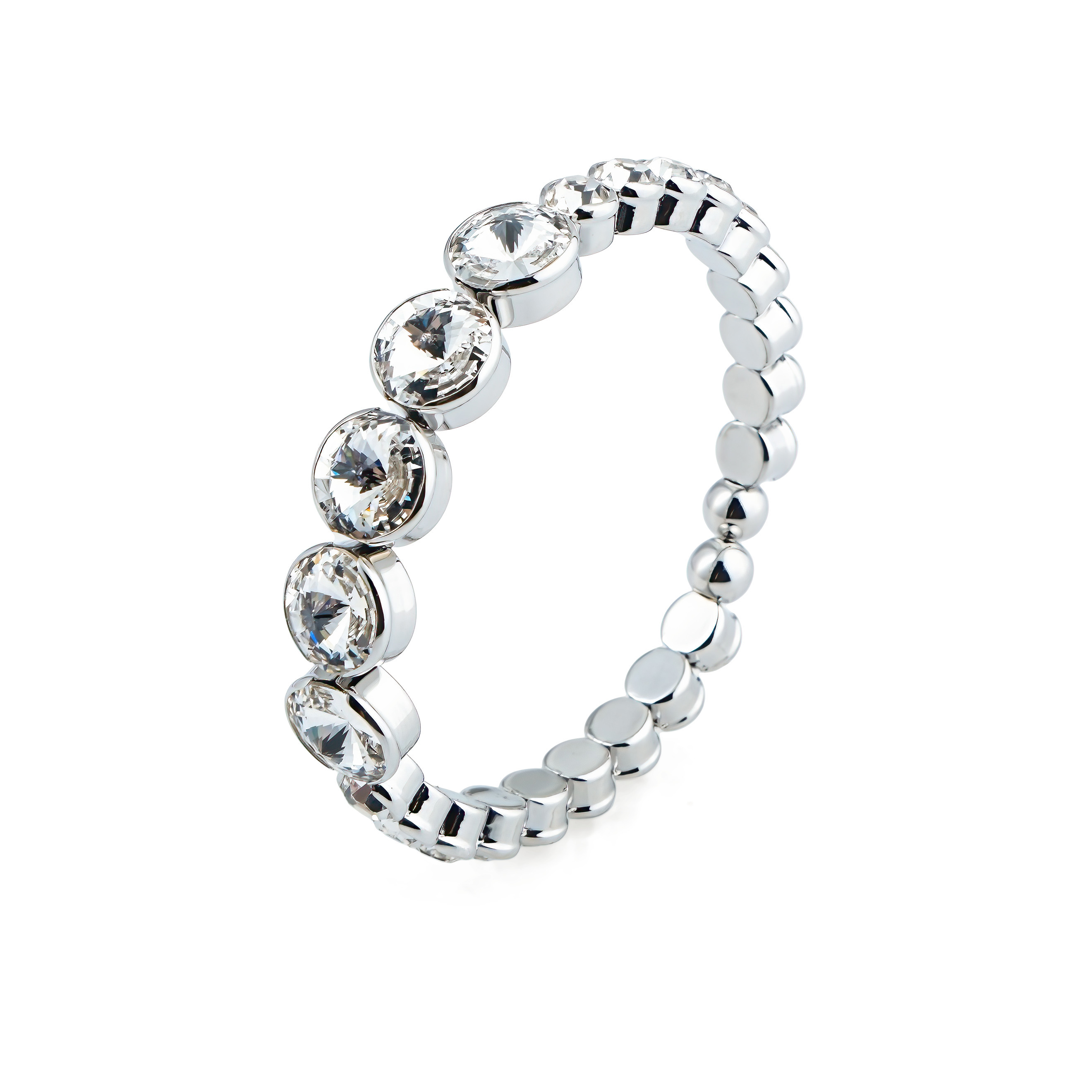 Silver bracelet with large crystals