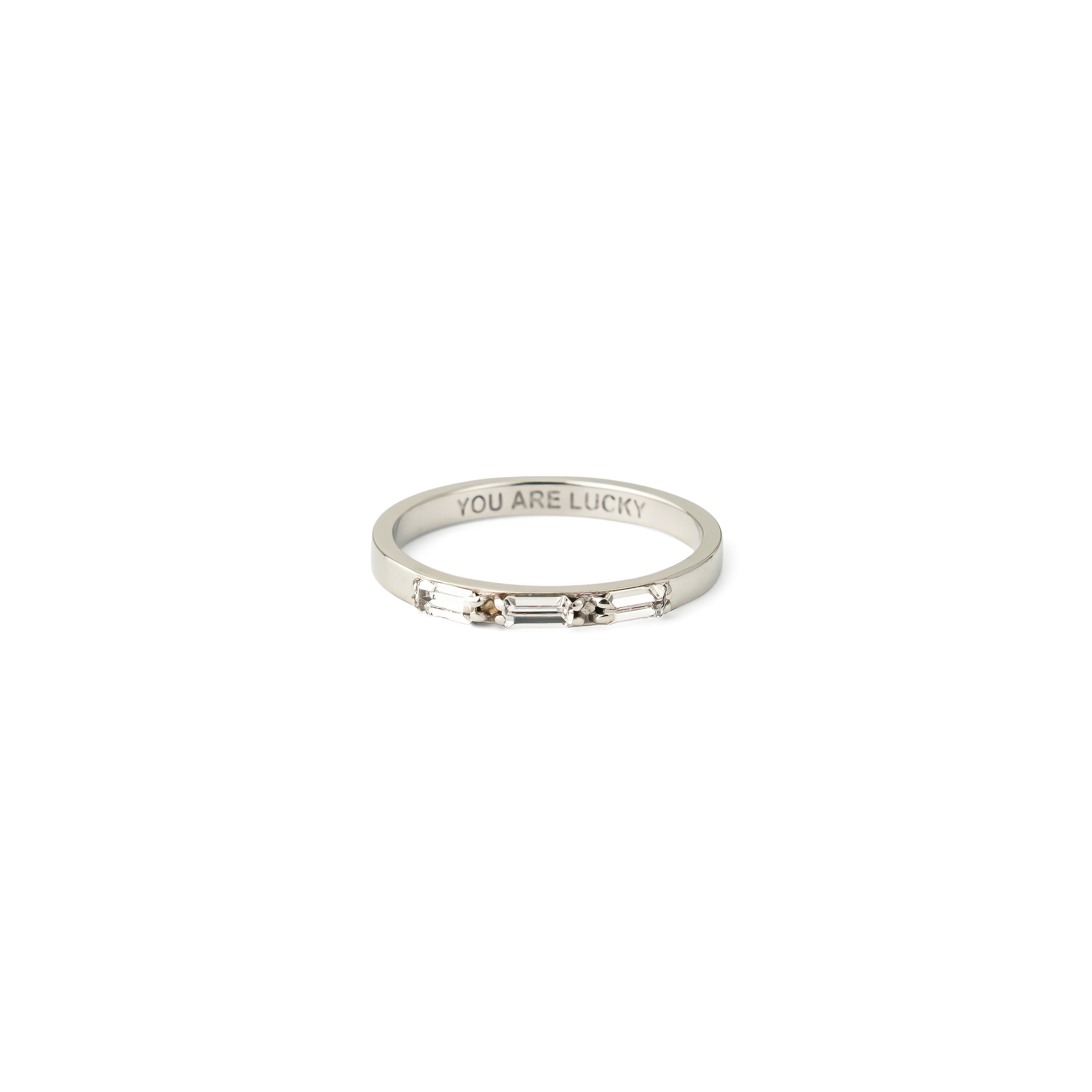 You Are Lucky Ring with Crystals