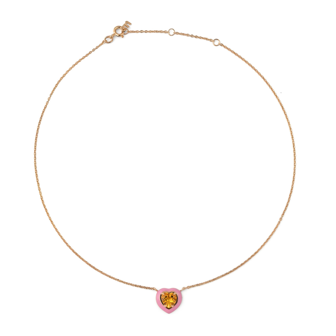 Moonka Ожерелье с цитрином с розовой эмалью moonka позолоченный браслет base из серебра с цитрином