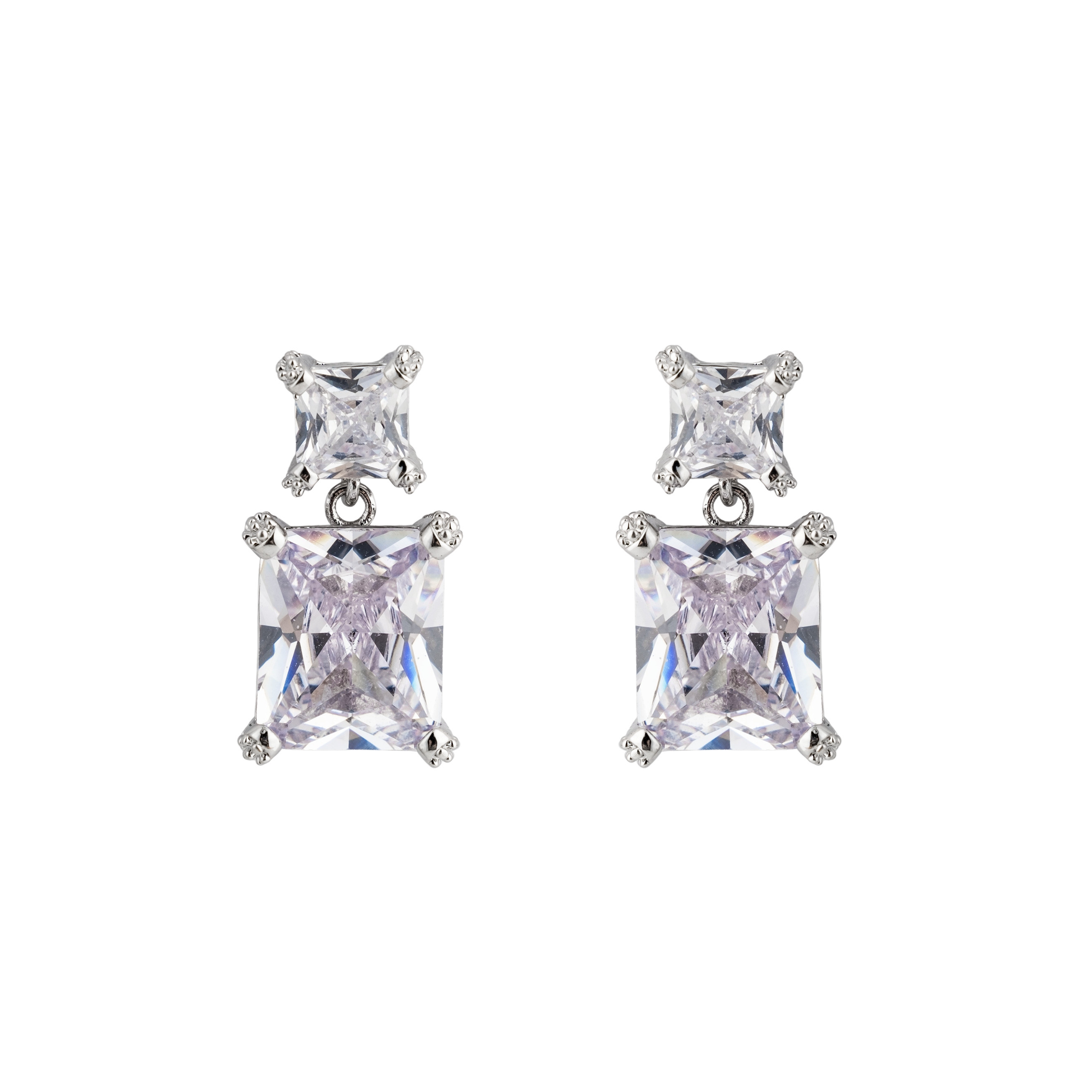 earrings with two crystals