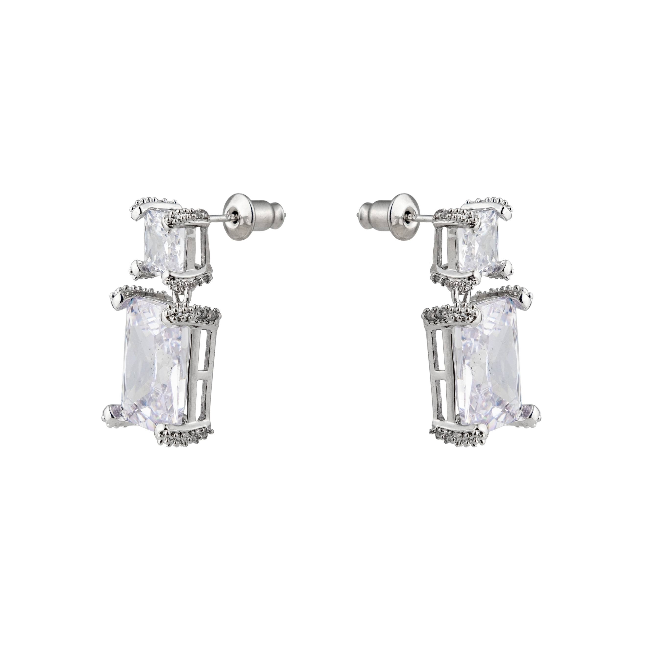 earrings with two crystals