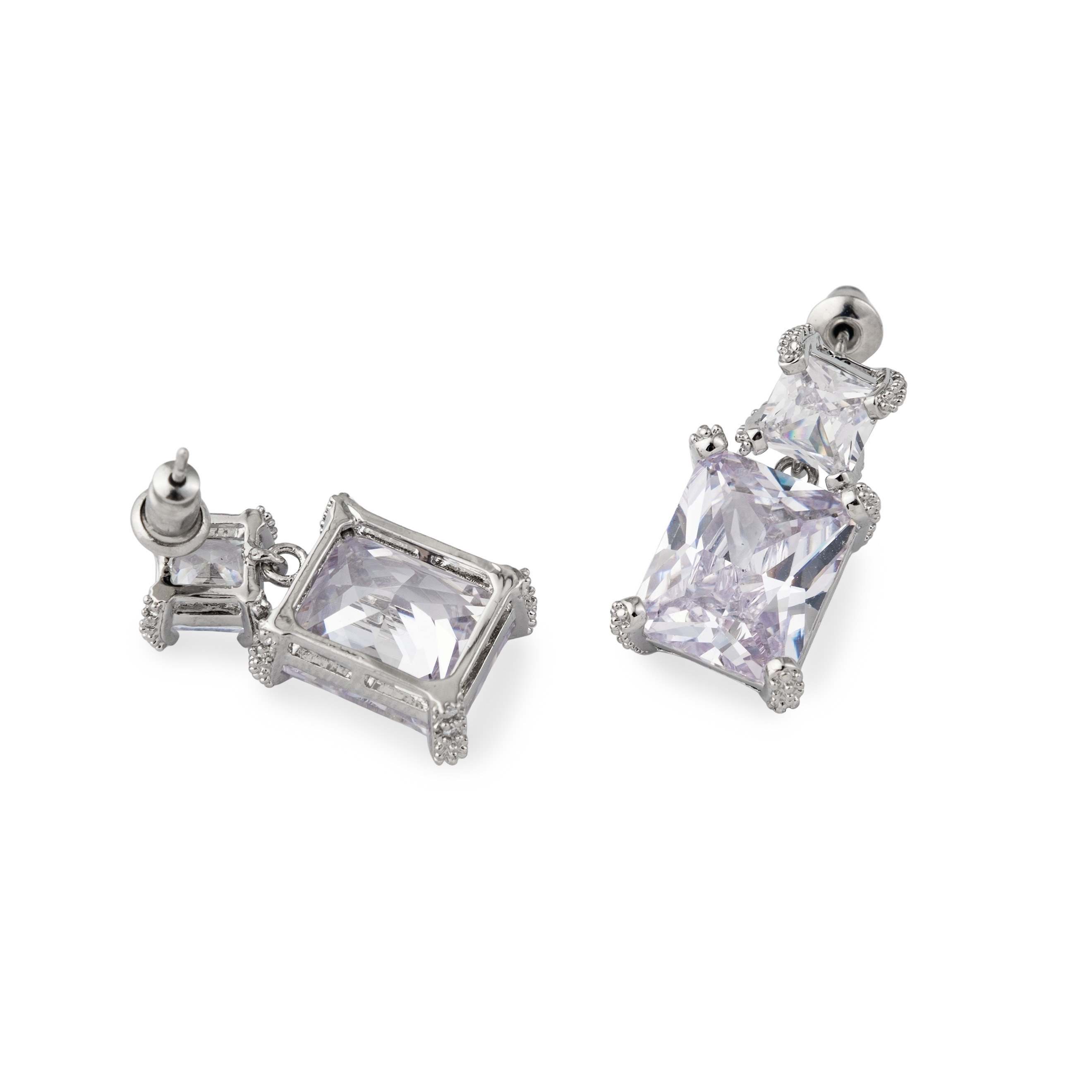 earrings with two crystals