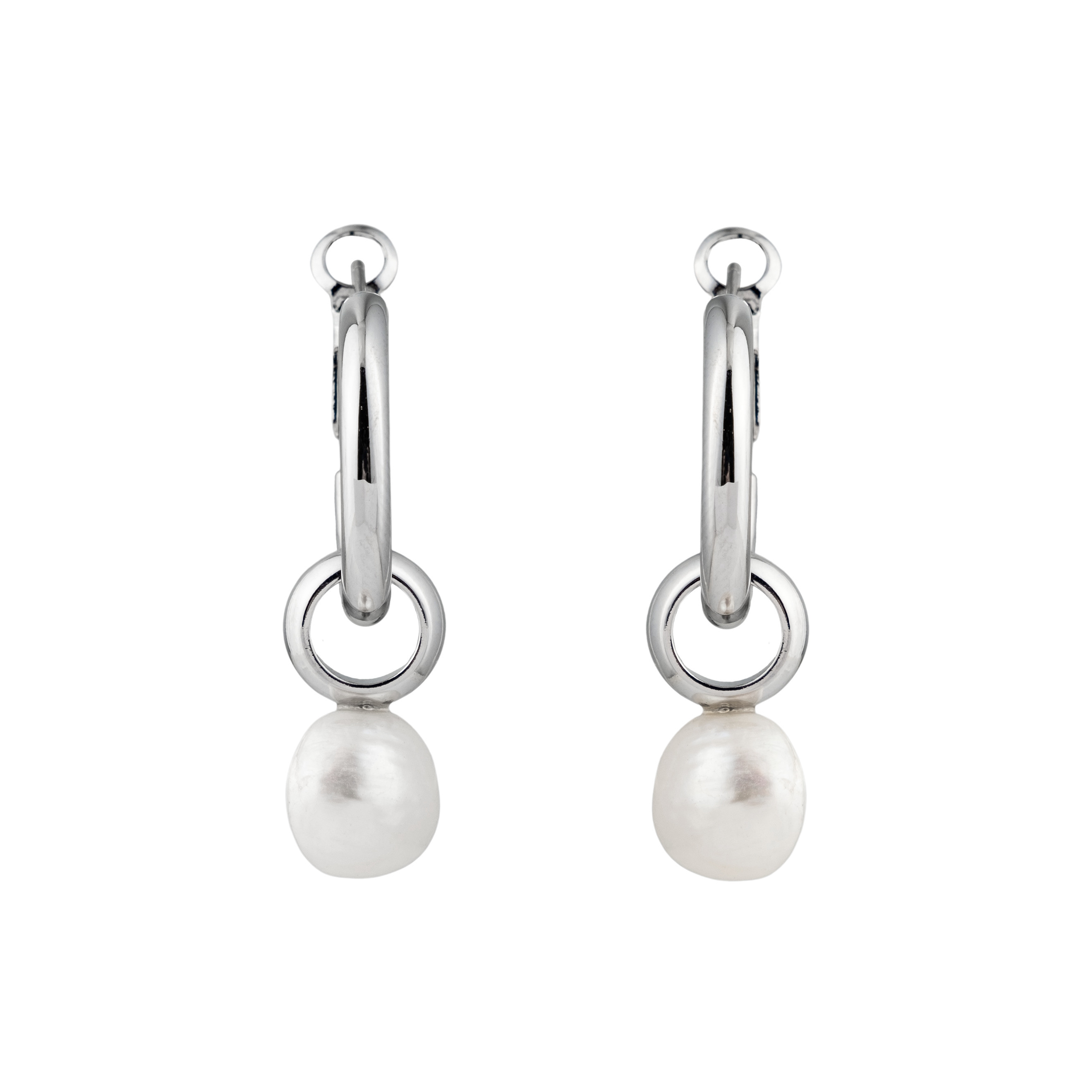 Серебристые серьги с жемчугом