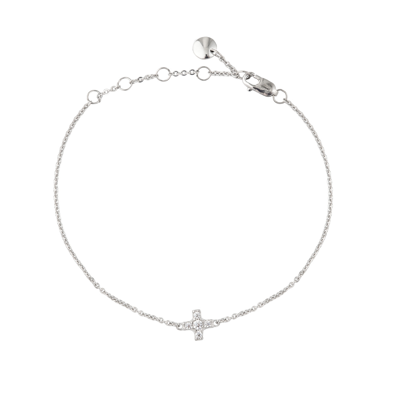 SKYE Серебряный браслет с маленьким крестом с камнями skye серебряный чокер с плоским крестом