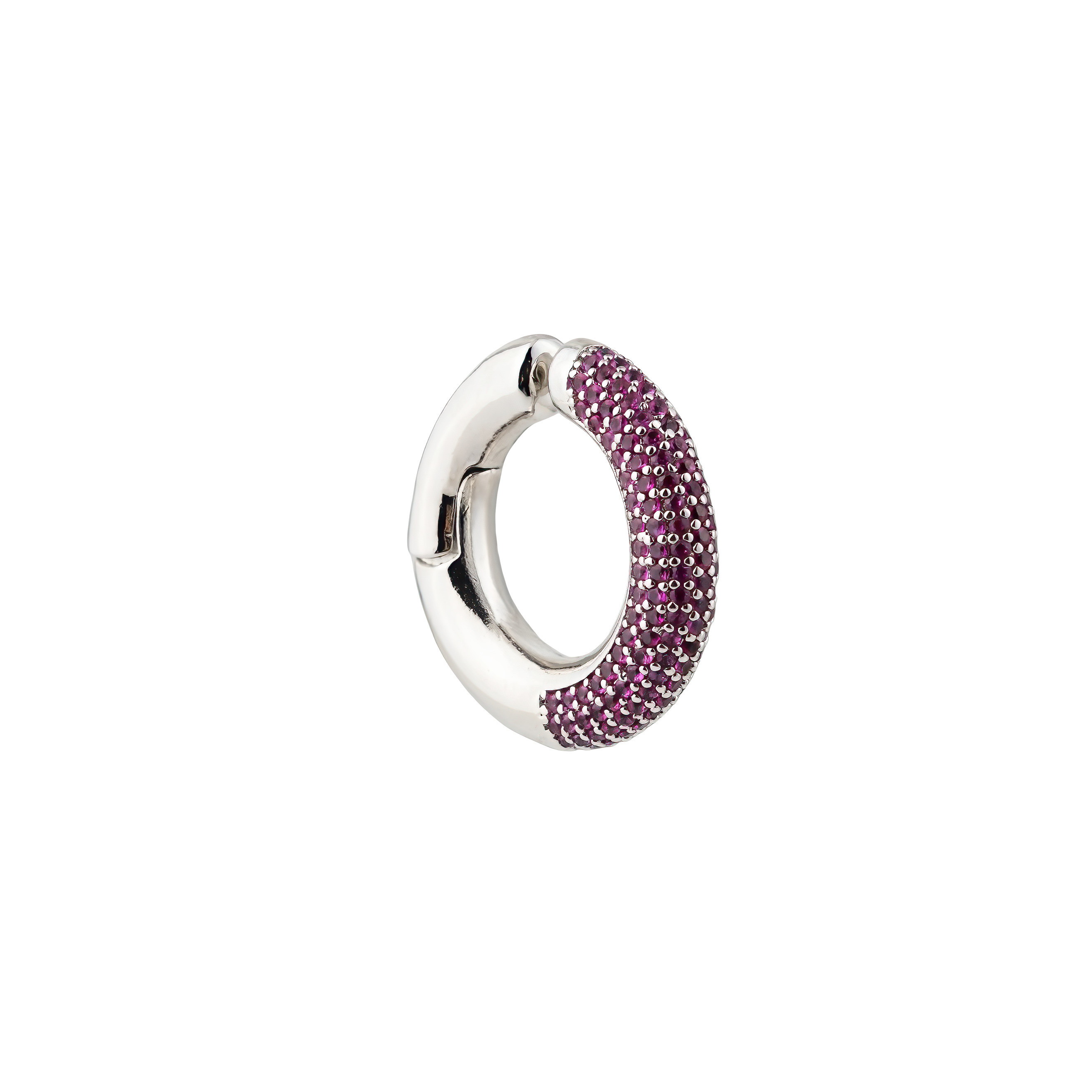 Silver cuff with pink crystals