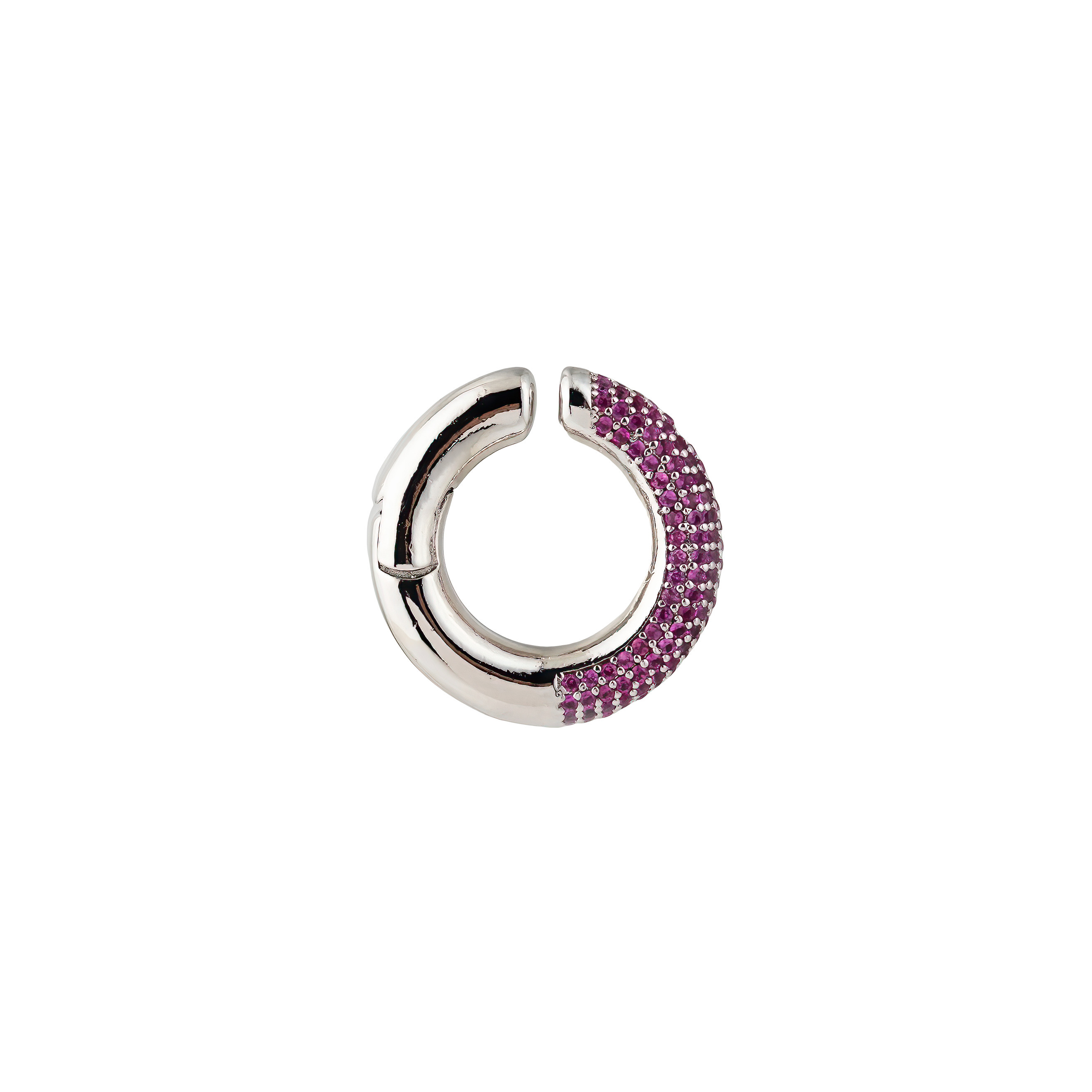 Silver cuff with pink crystals