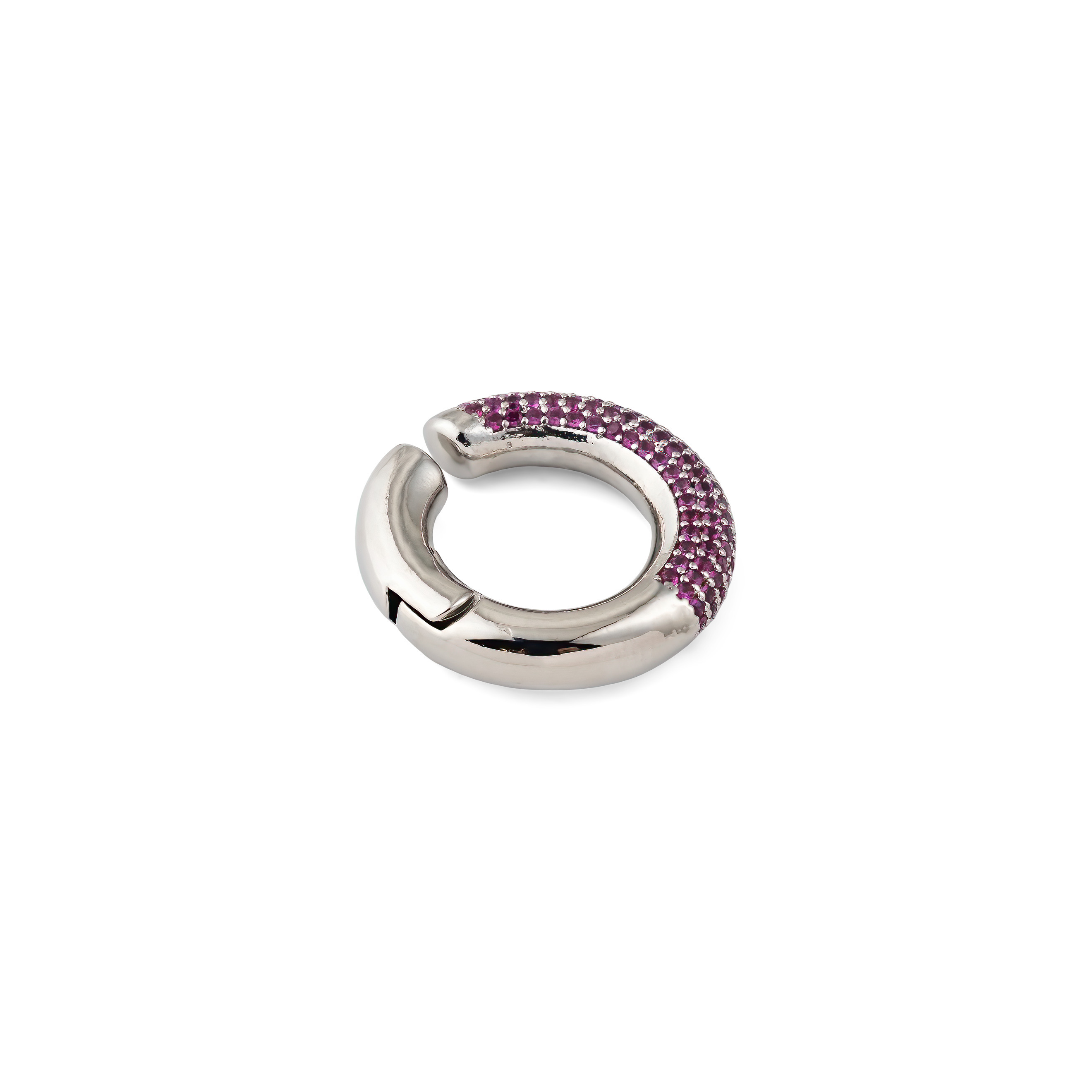 Silver cuff with pink crystals