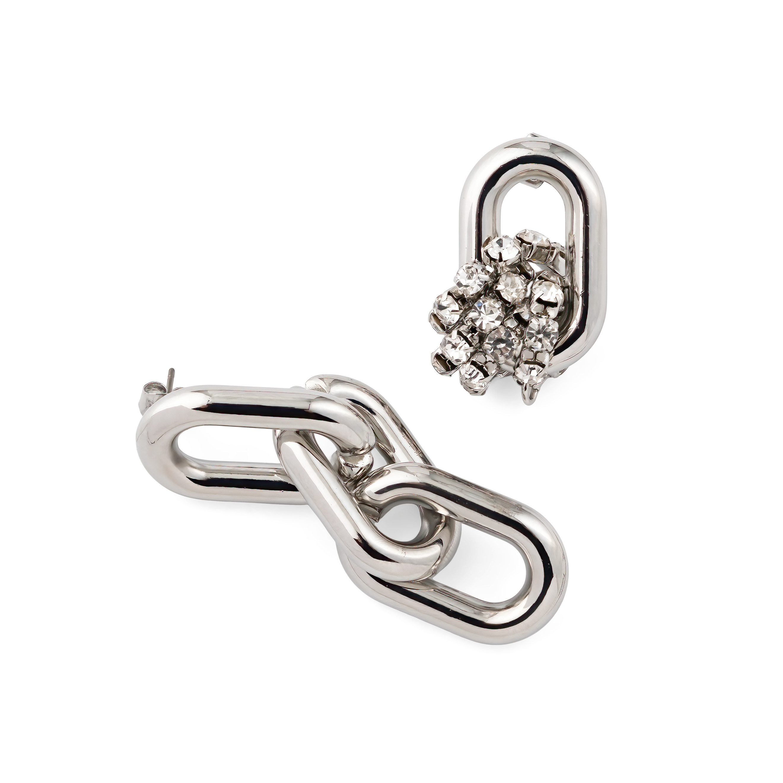 Asymmetric  earrings with crystals and links