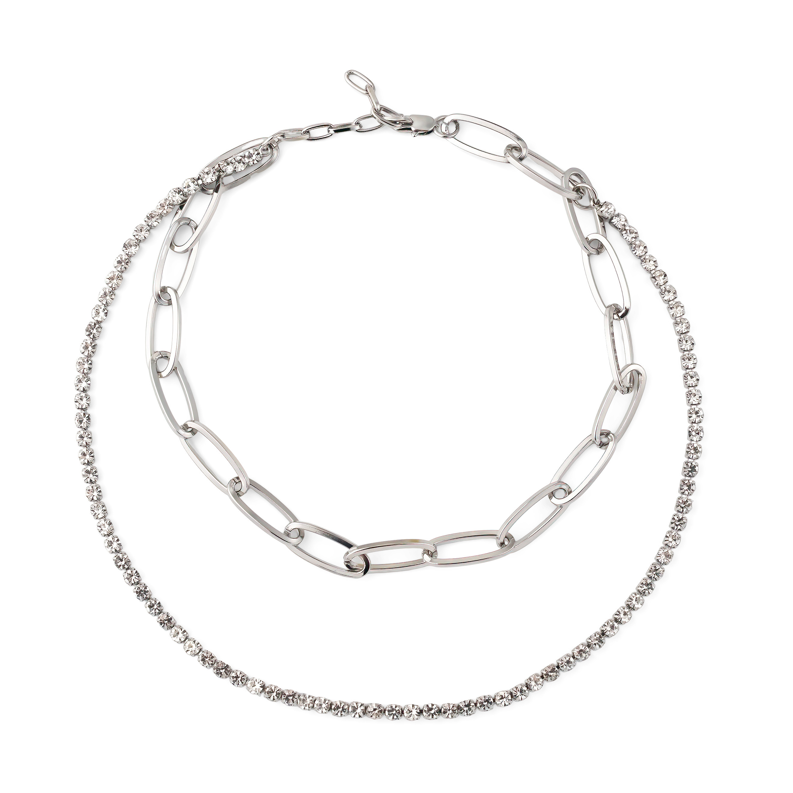 Double necklace-chain with crystals