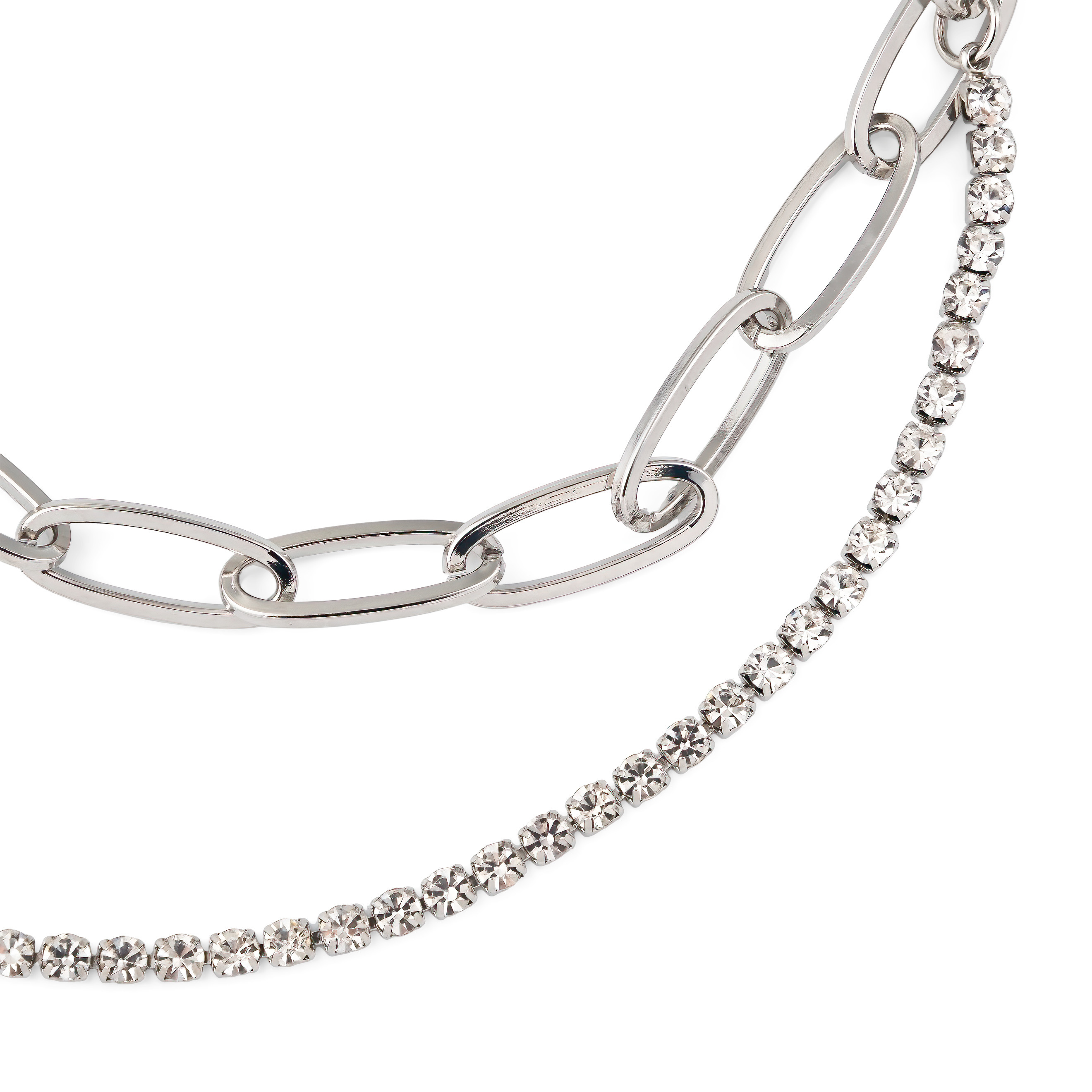 Double necklace-chain with crystals