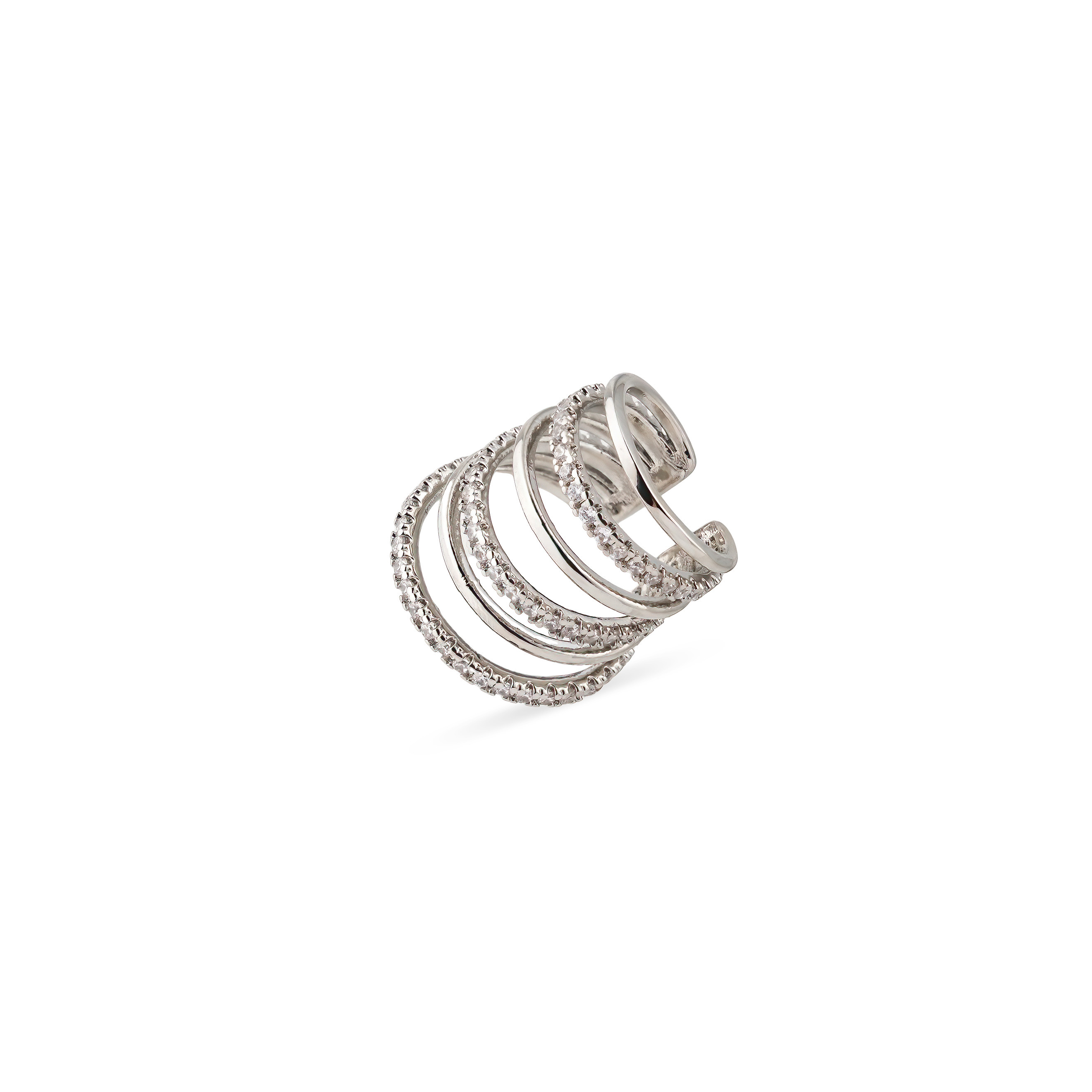 Silver multilayer cuff with crystals