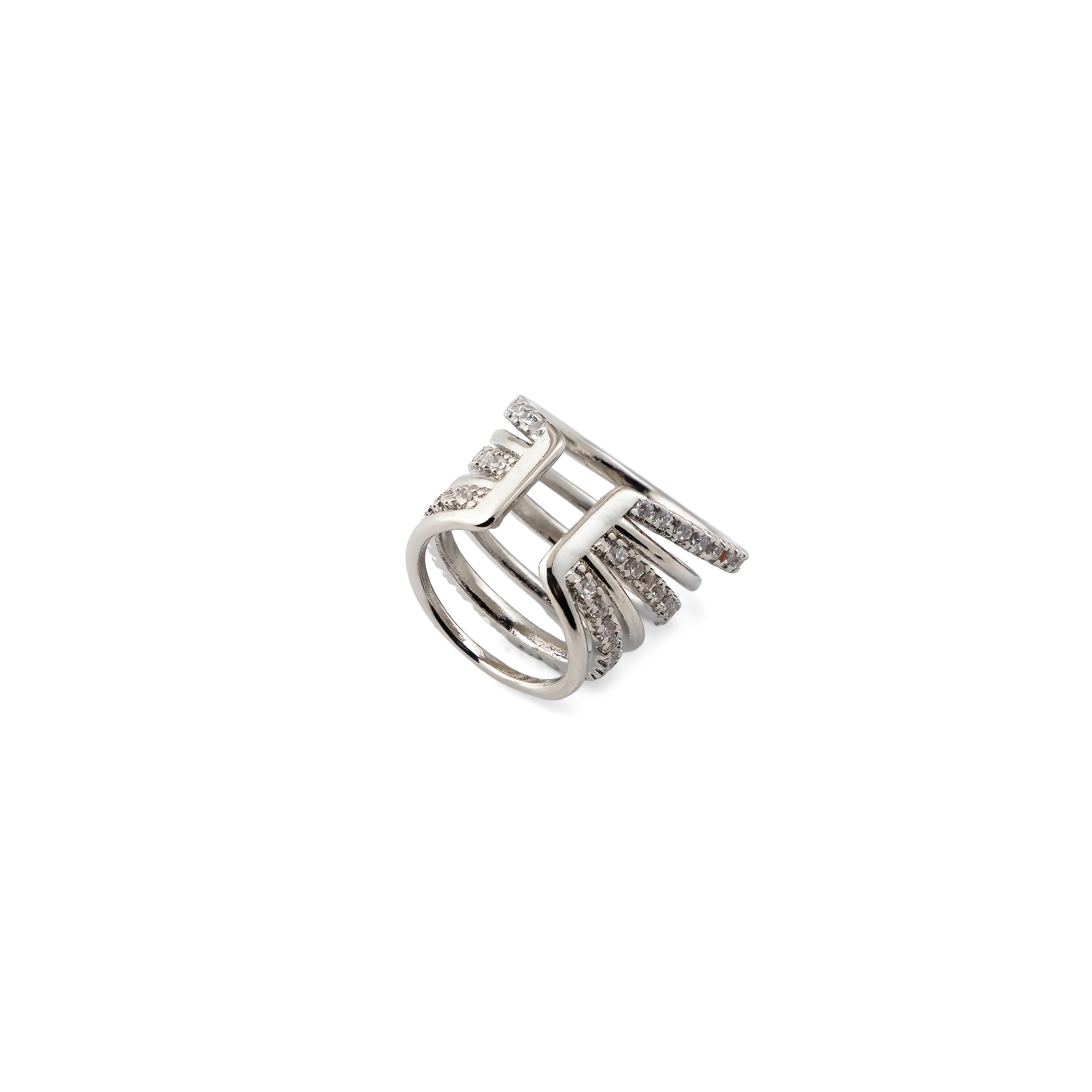 Silver multilayer cuff with crystals