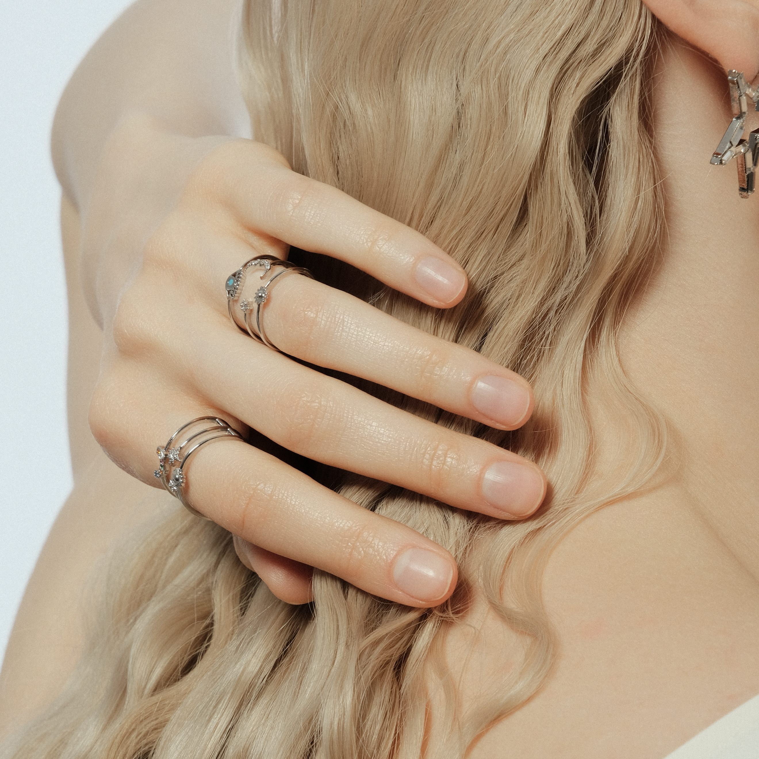 ring with moon, star and rainbow