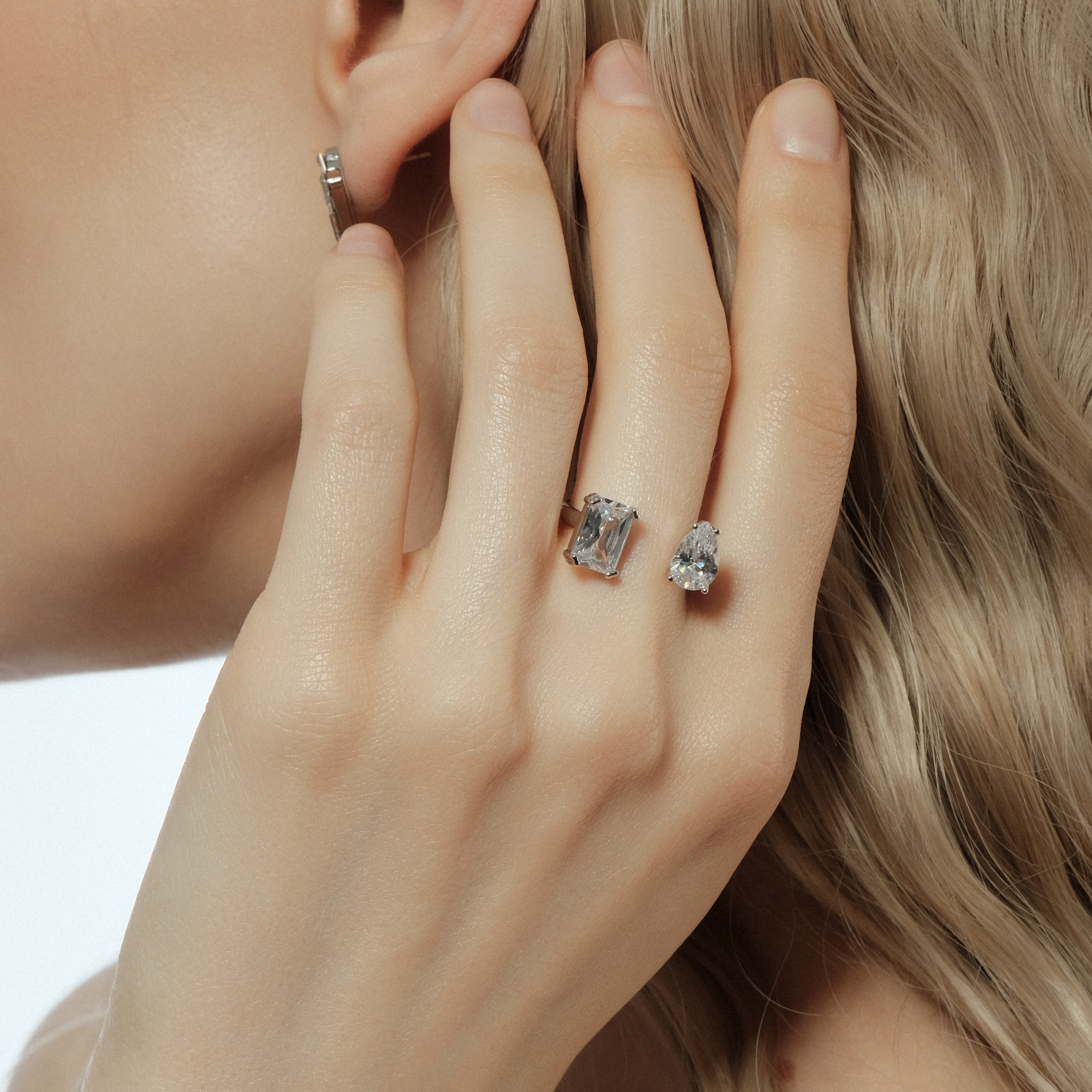 open ring with crystals