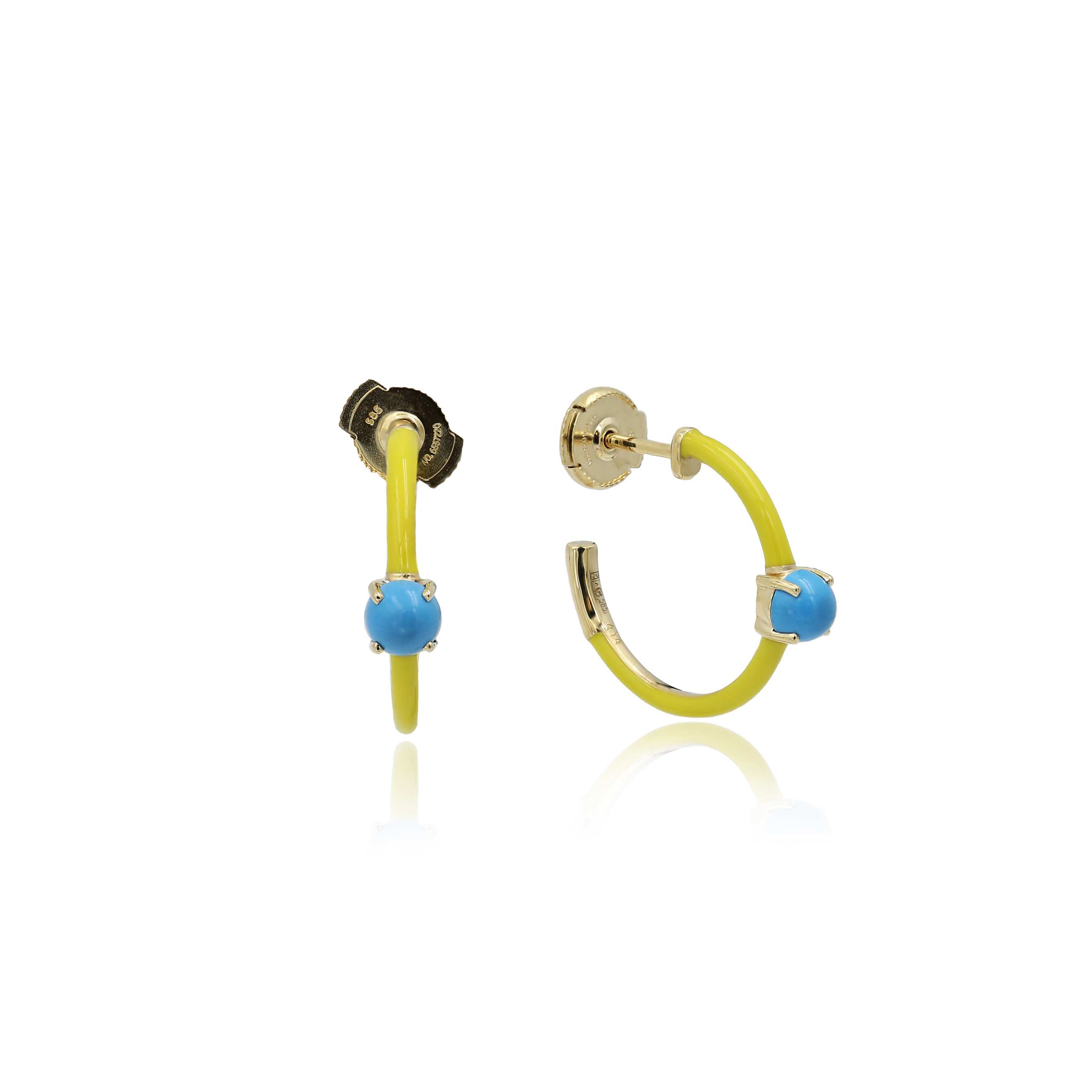 Серьги RS1912 X DANIILBERG Пусеты из желтого золота с бирюзой CANDY