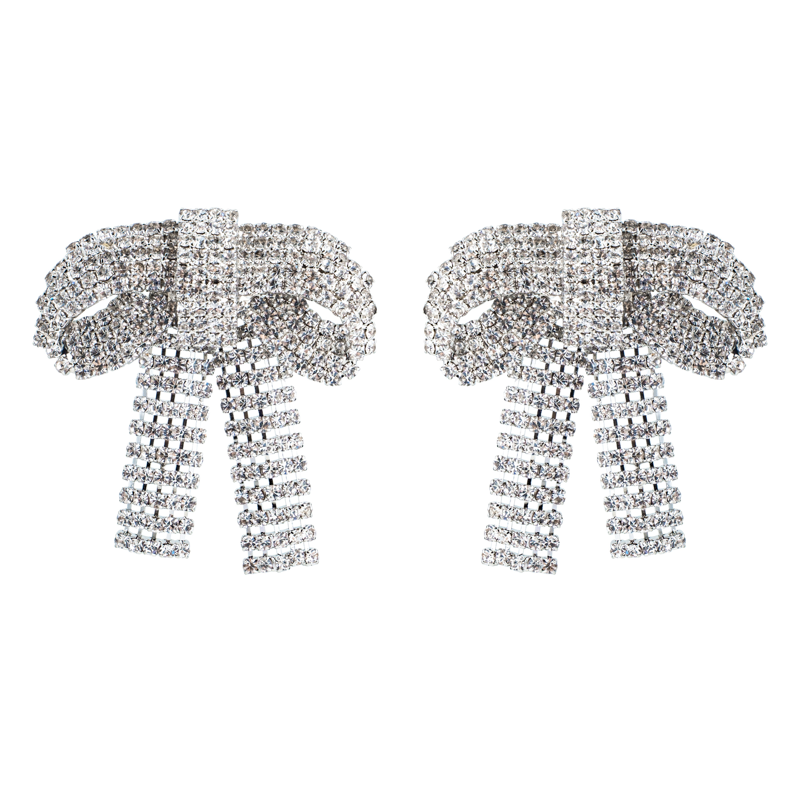 Silver earrings with crystals in the form of bows