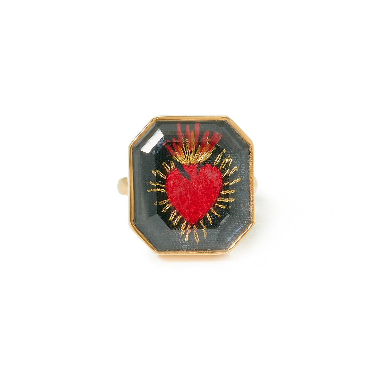 Gold-plated Flaming Heart ring made of silver