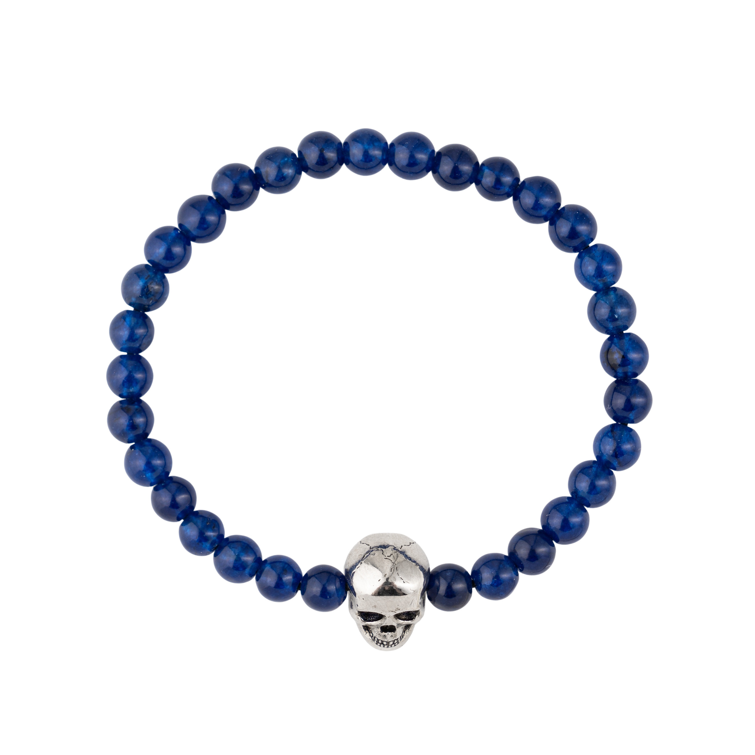 Bracelet made of blue beads with a skull