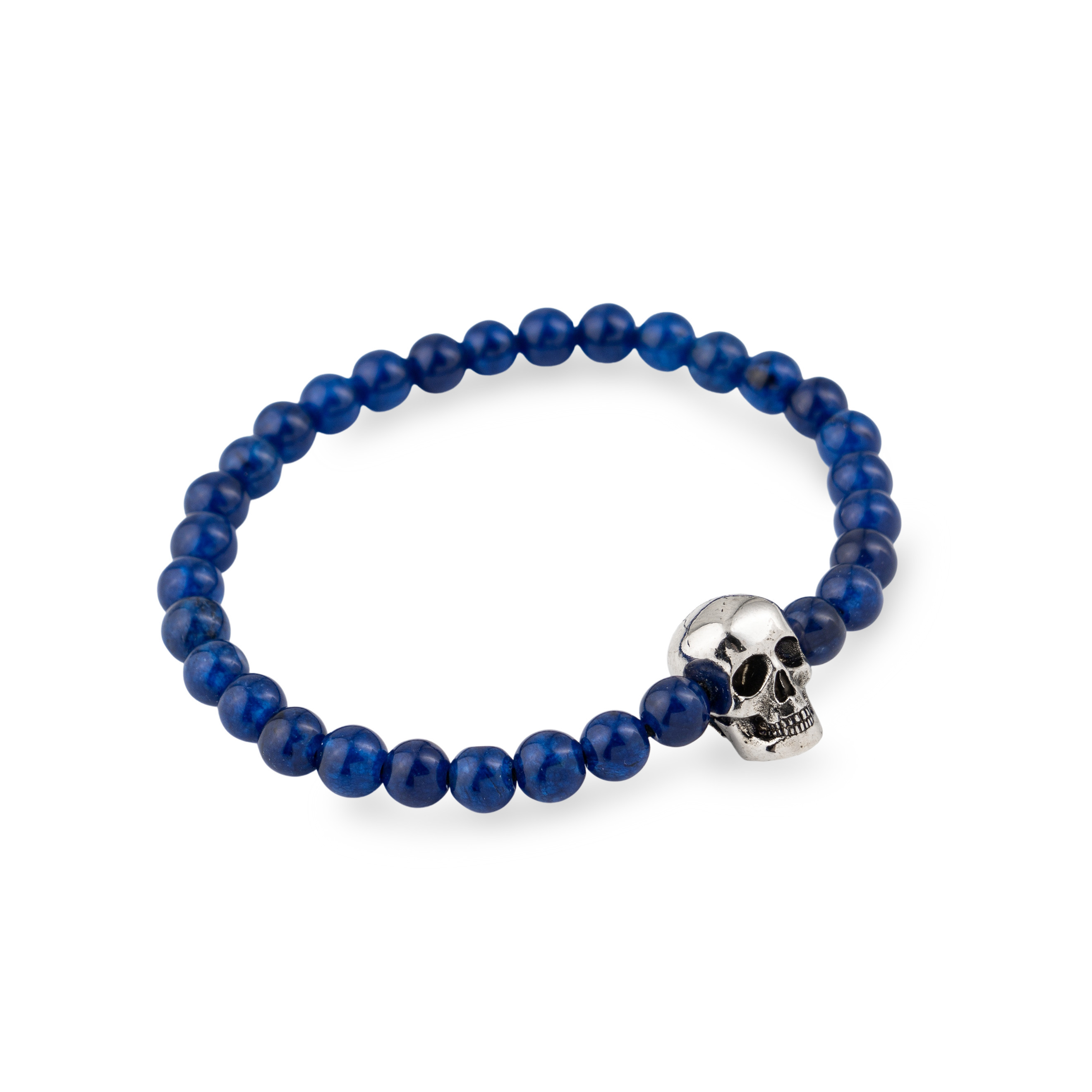Bracelet made of blue beads with a skull