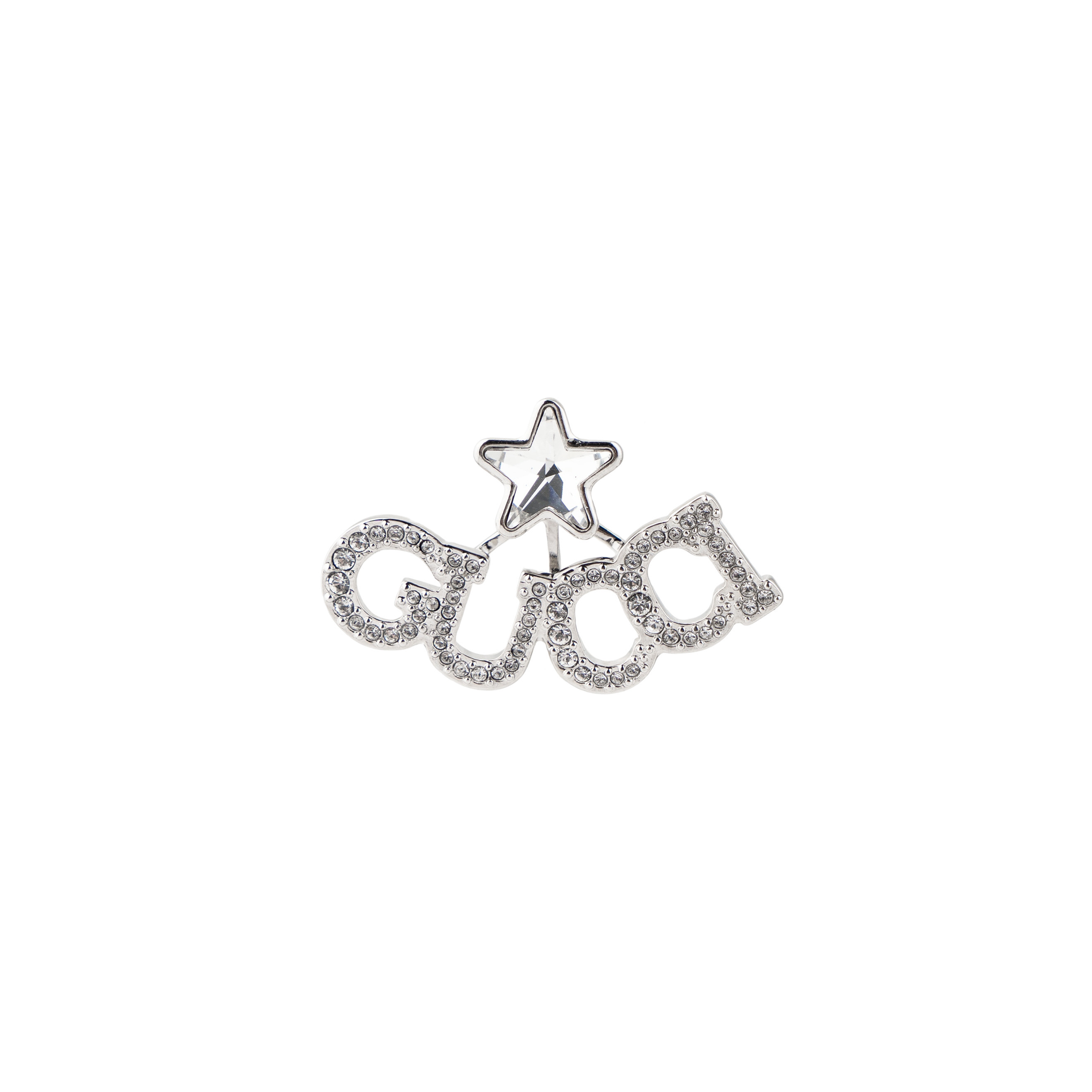 Серебристая моносерьга GUCCI с кристаллами