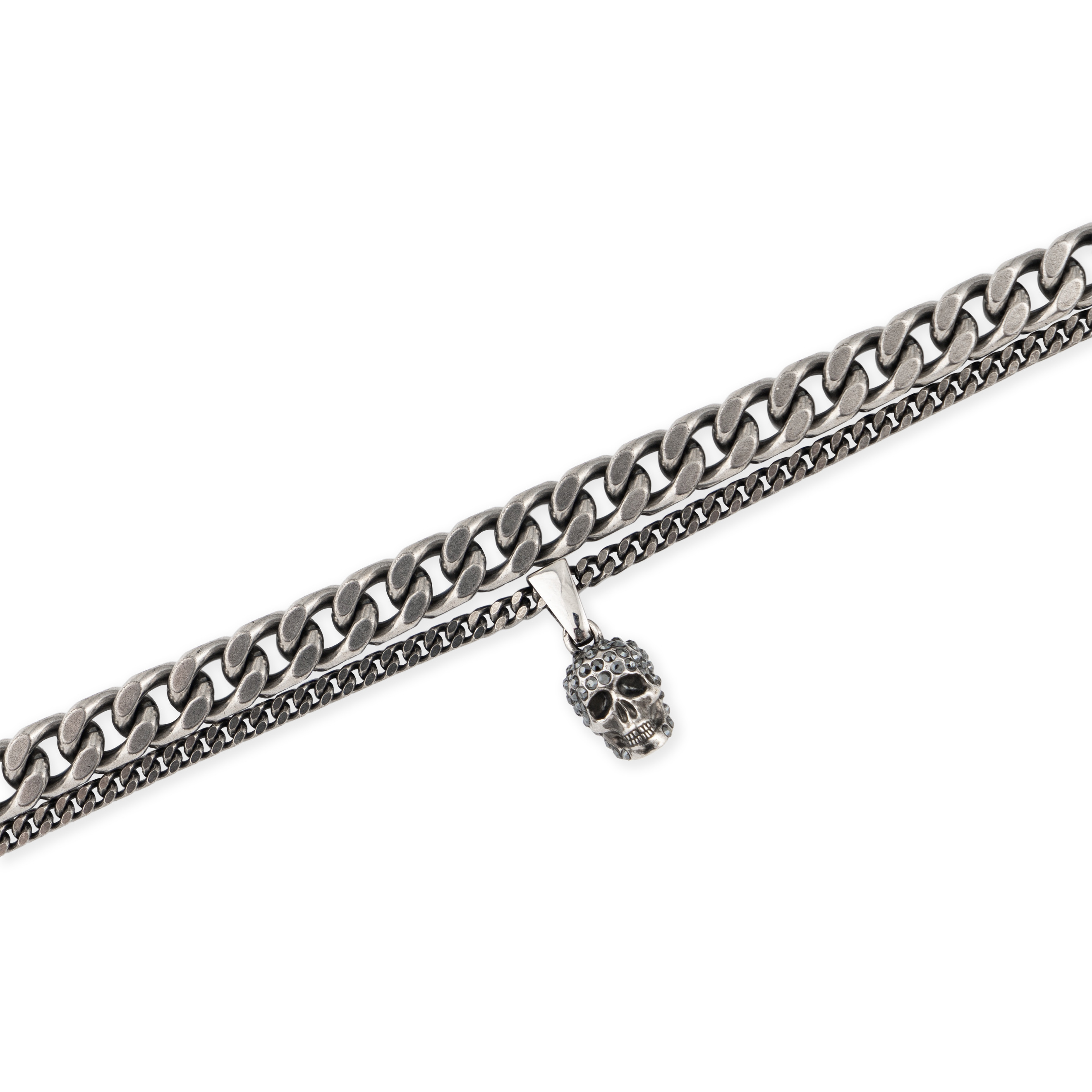 Silver chain bracelet with a skull