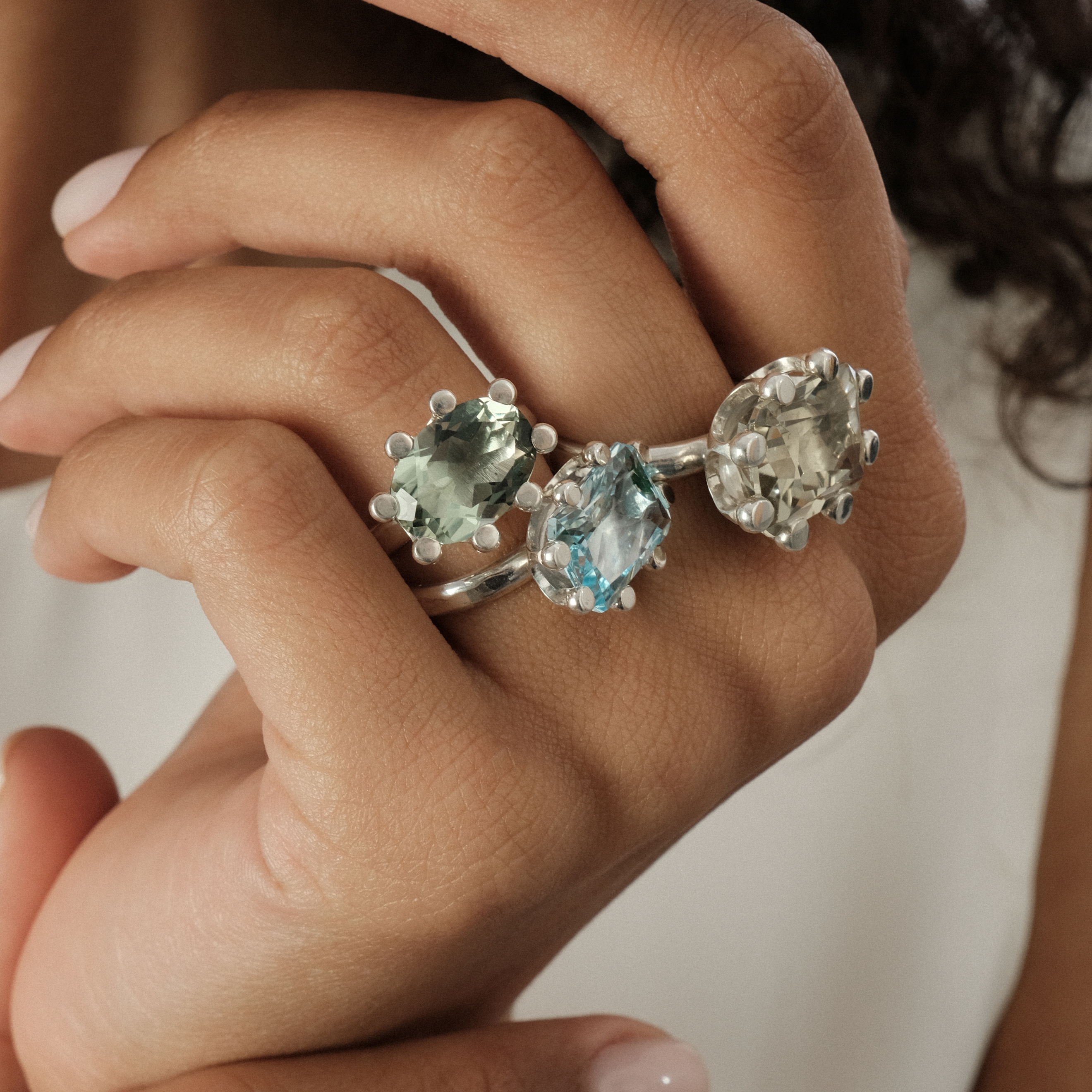 MINERAL ring with blue Topaz