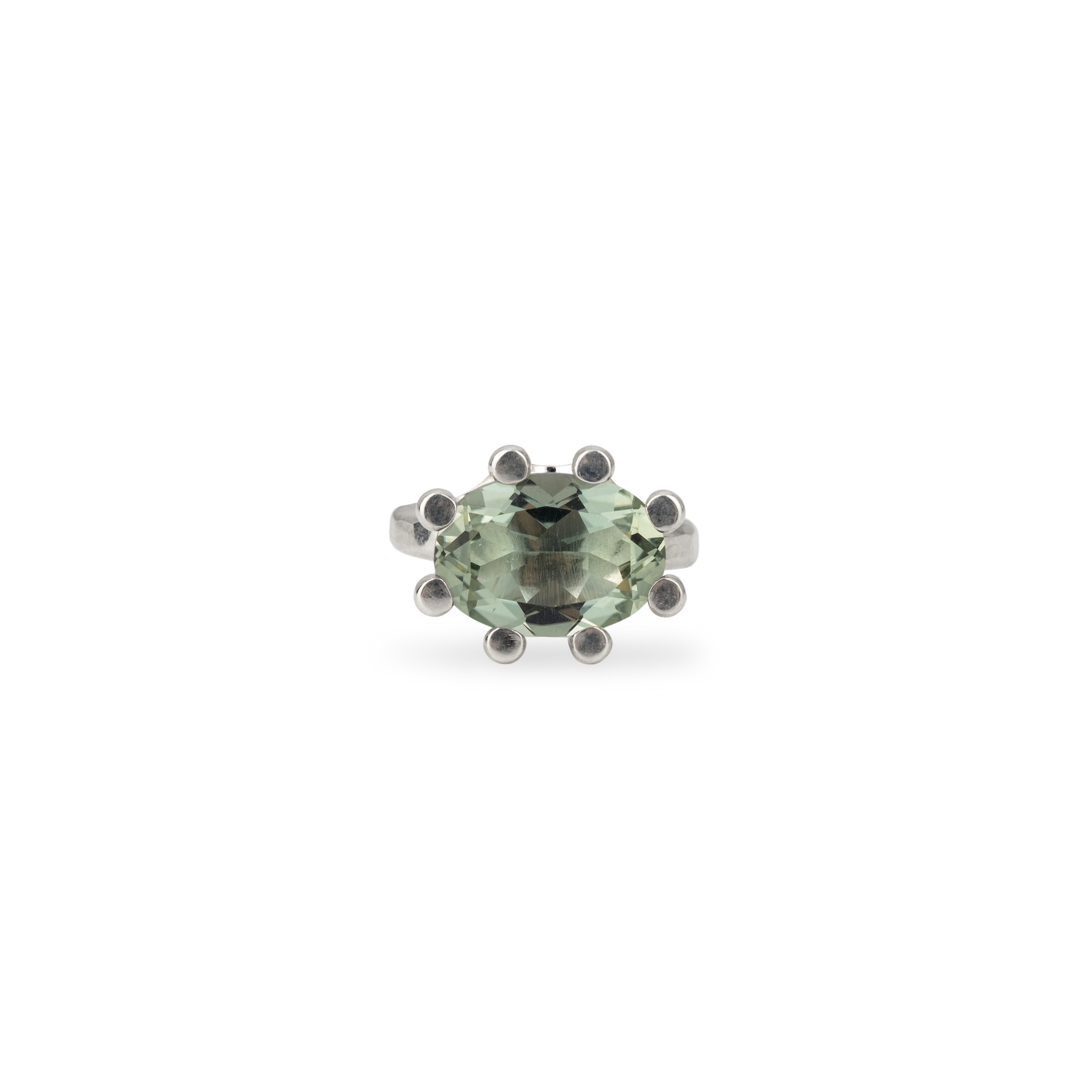 MINERAL ring with oval prasiolite