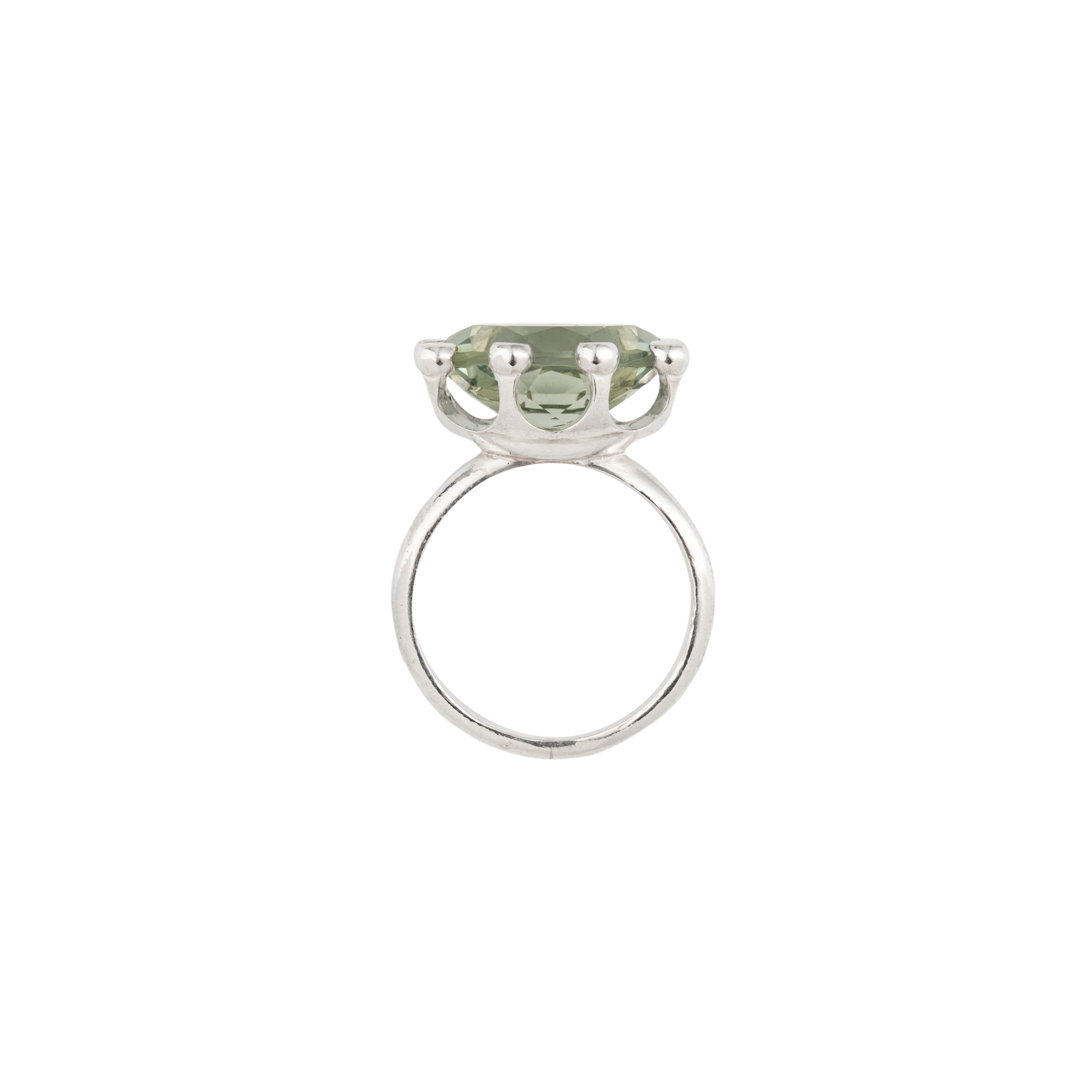 MINERAL ring with oval prasiolite