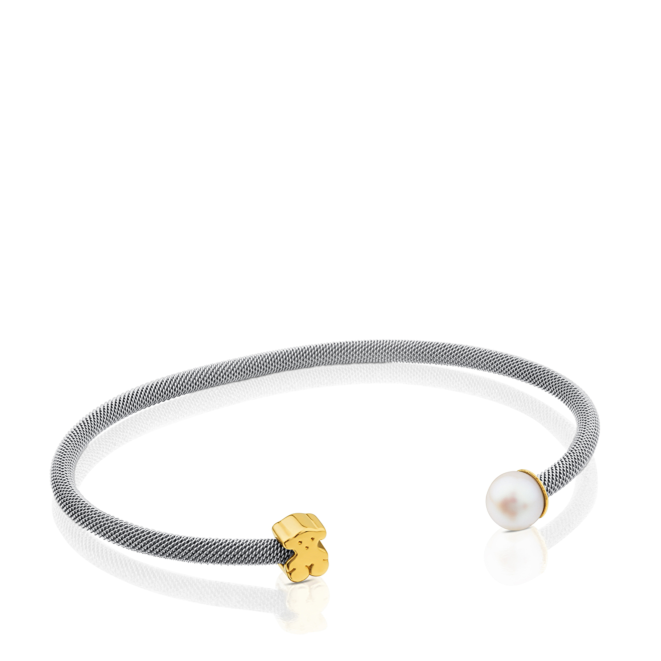 Icon Mesh bracelet with yellow gold and stainless steel pearls