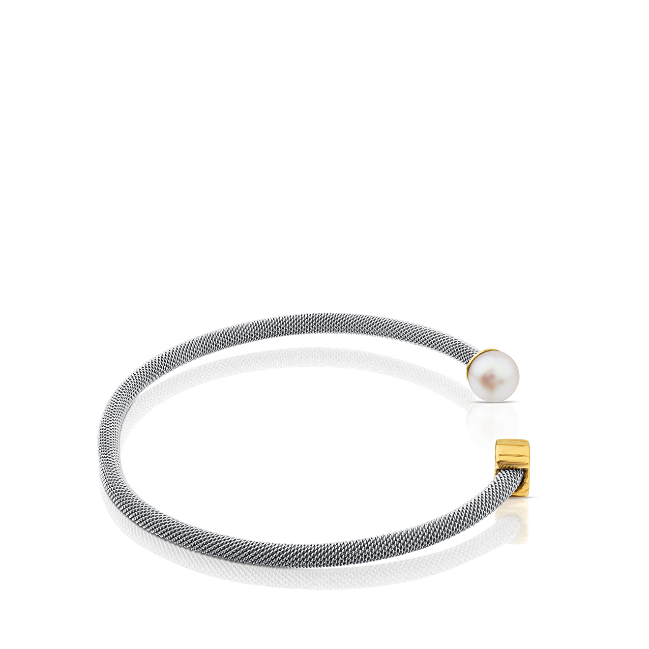 Icon Mesh bracelet with yellow gold and stainless steel pearls