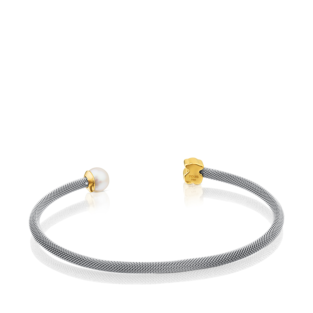 Icon Mesh bracelet with yellow gold and stainless steel pearls