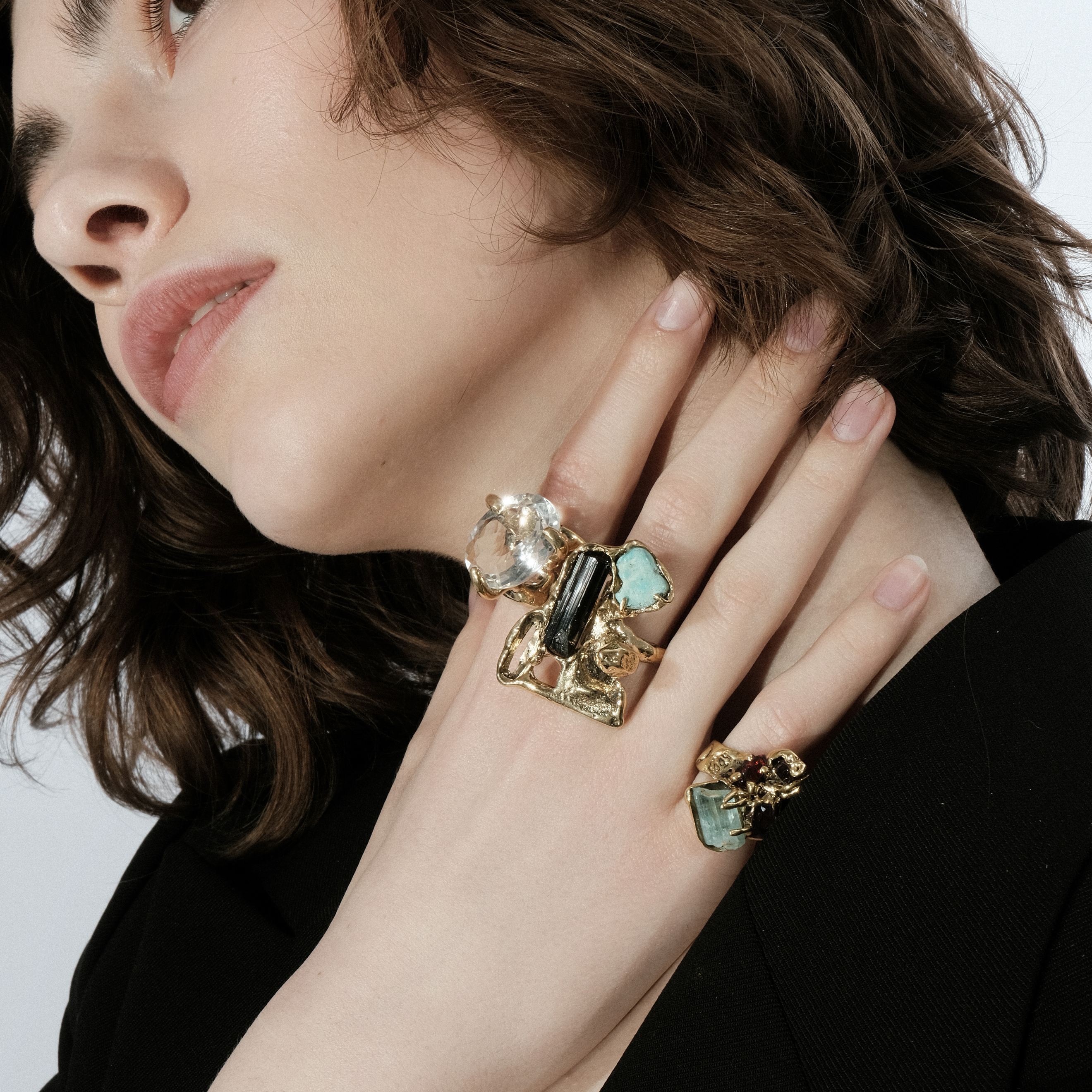 Brass ring with rhinestone insert