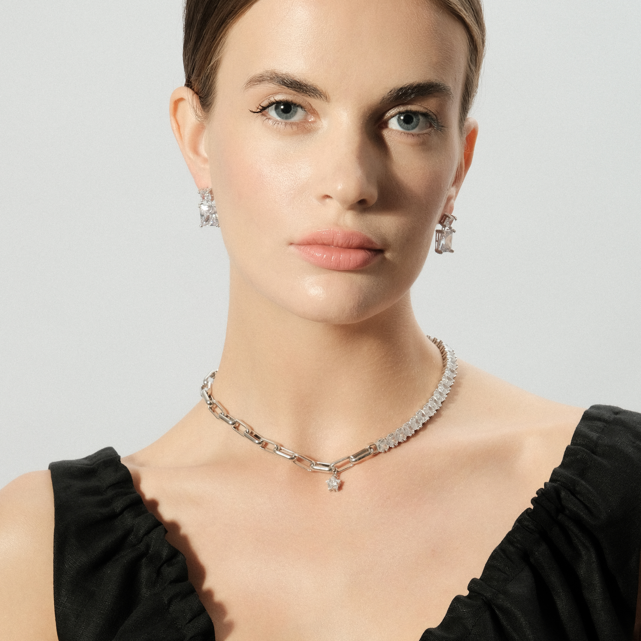 earrings with two crystals