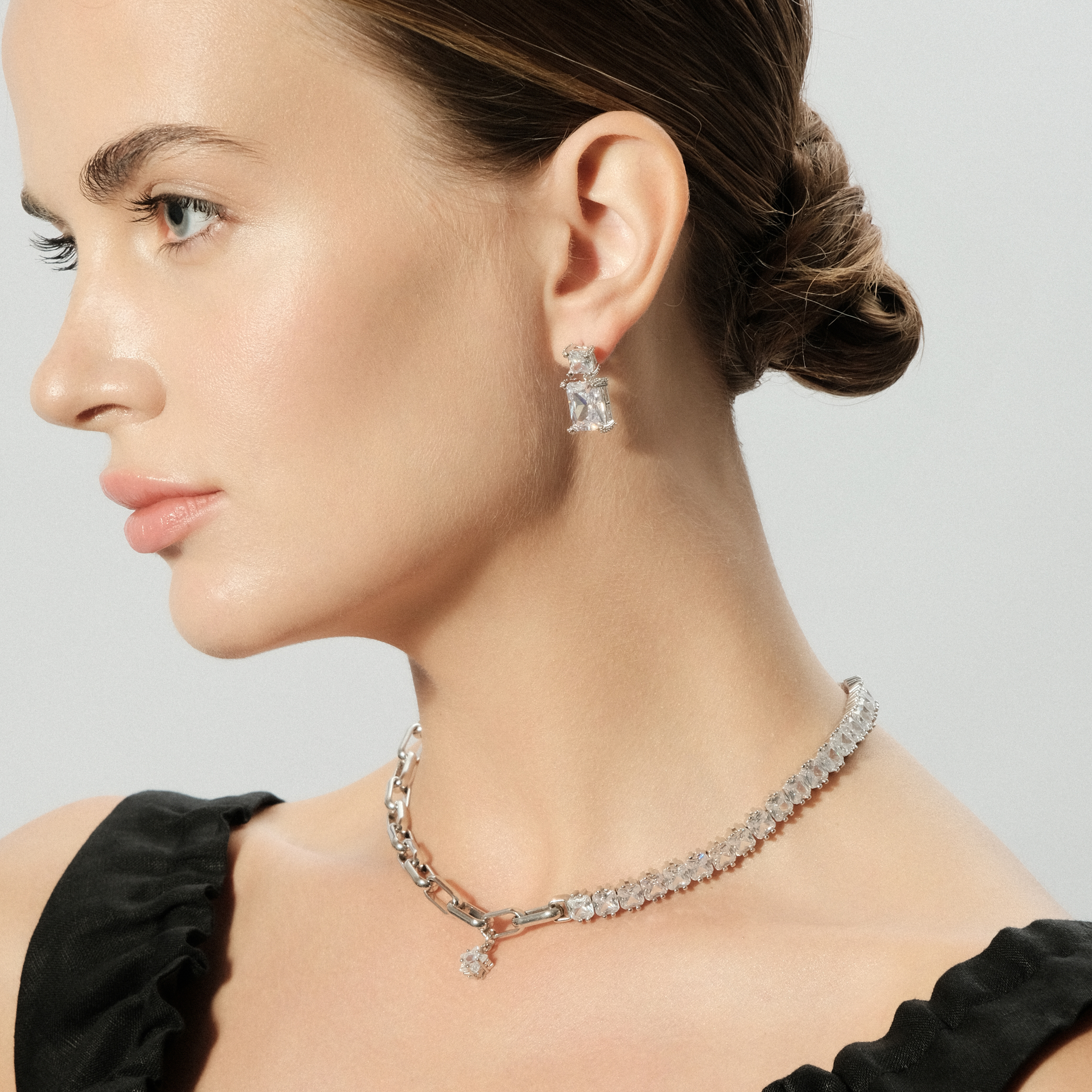 earrings with two crystals