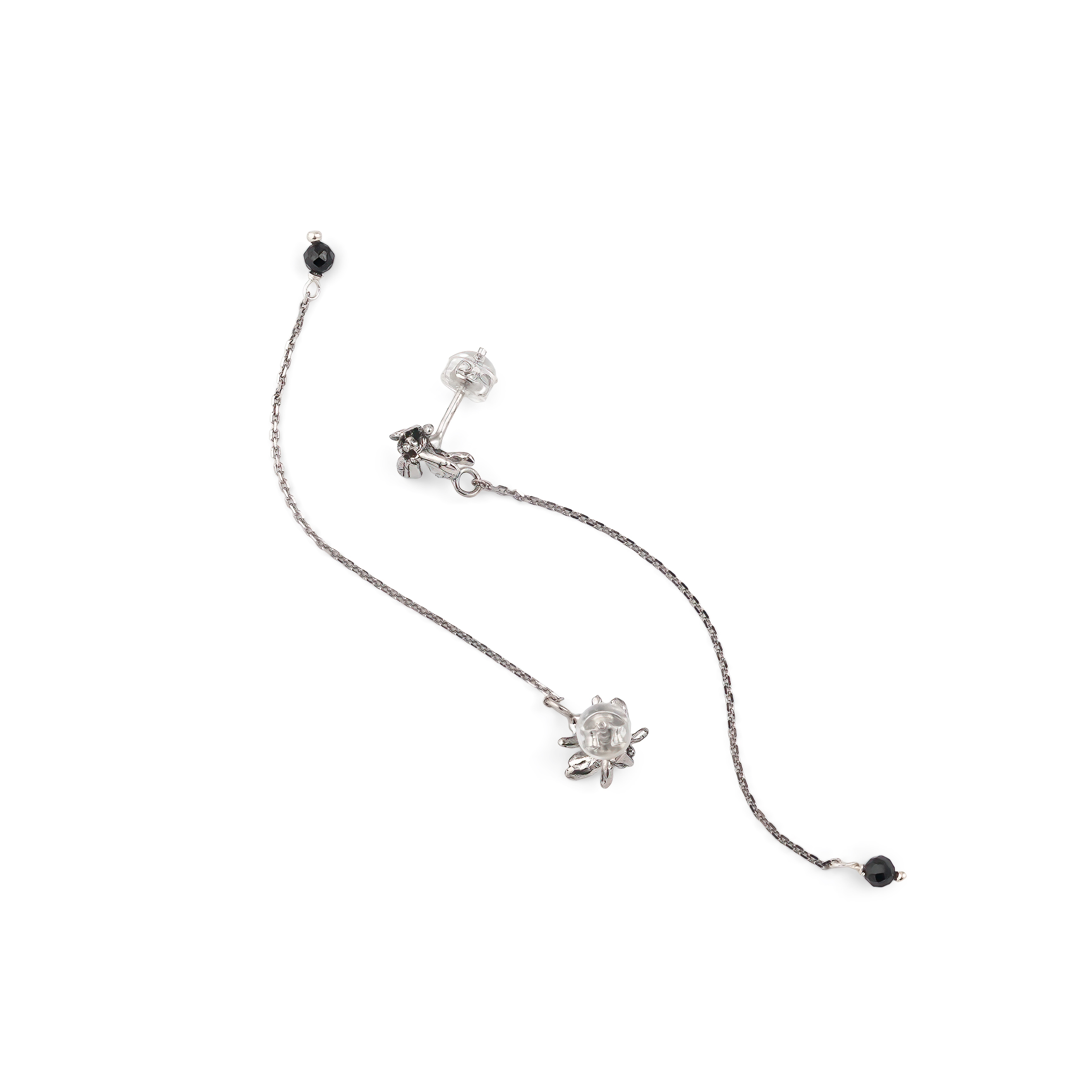 Fly earrings with a white brass chain