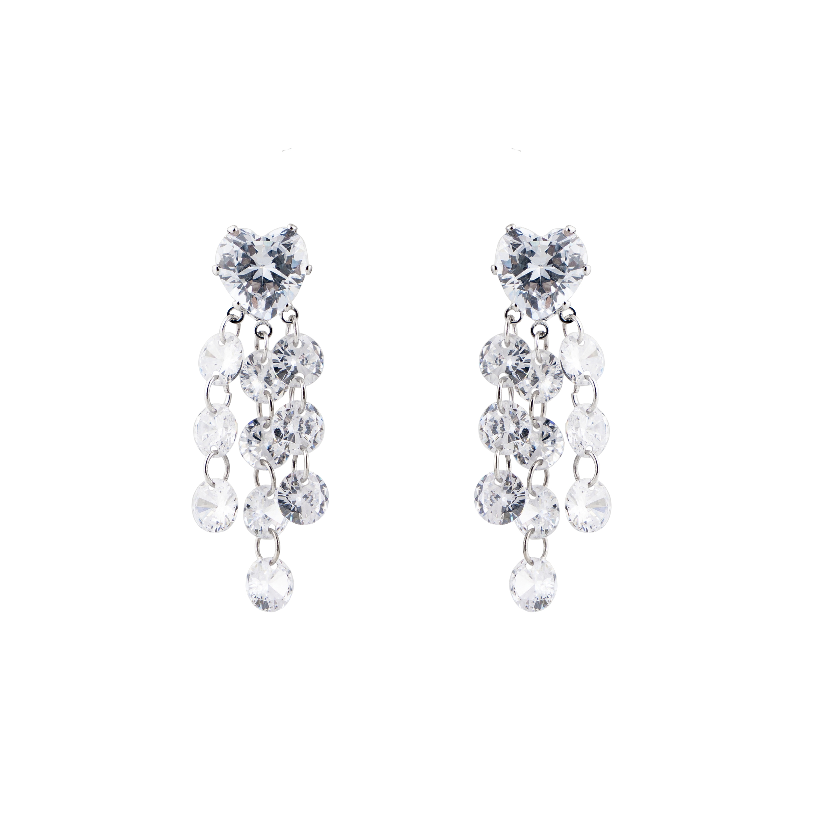 Heart Earrings with crystal pendants