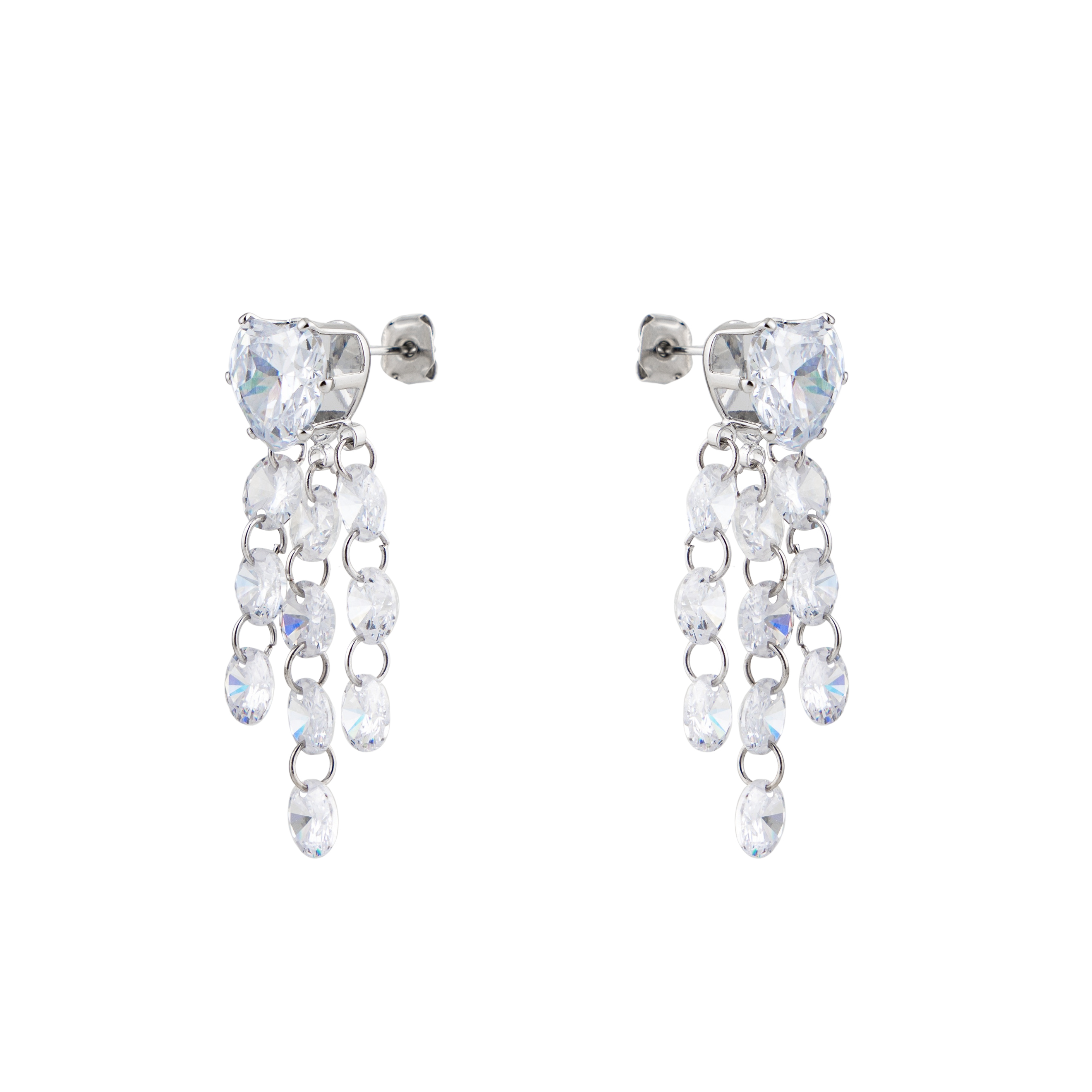 Heart Earrings with crystal pendants